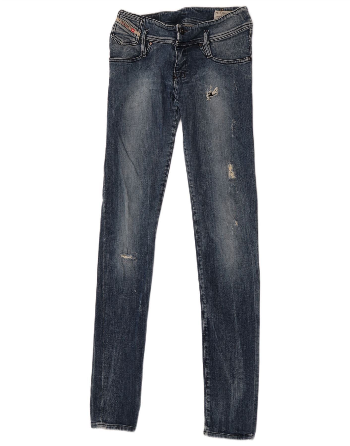 Diesel Womens Matic Distressed Slim Tapered Jeans W28 L34 Blue Cott Size 42" / US 20 - 1 Thumbnail