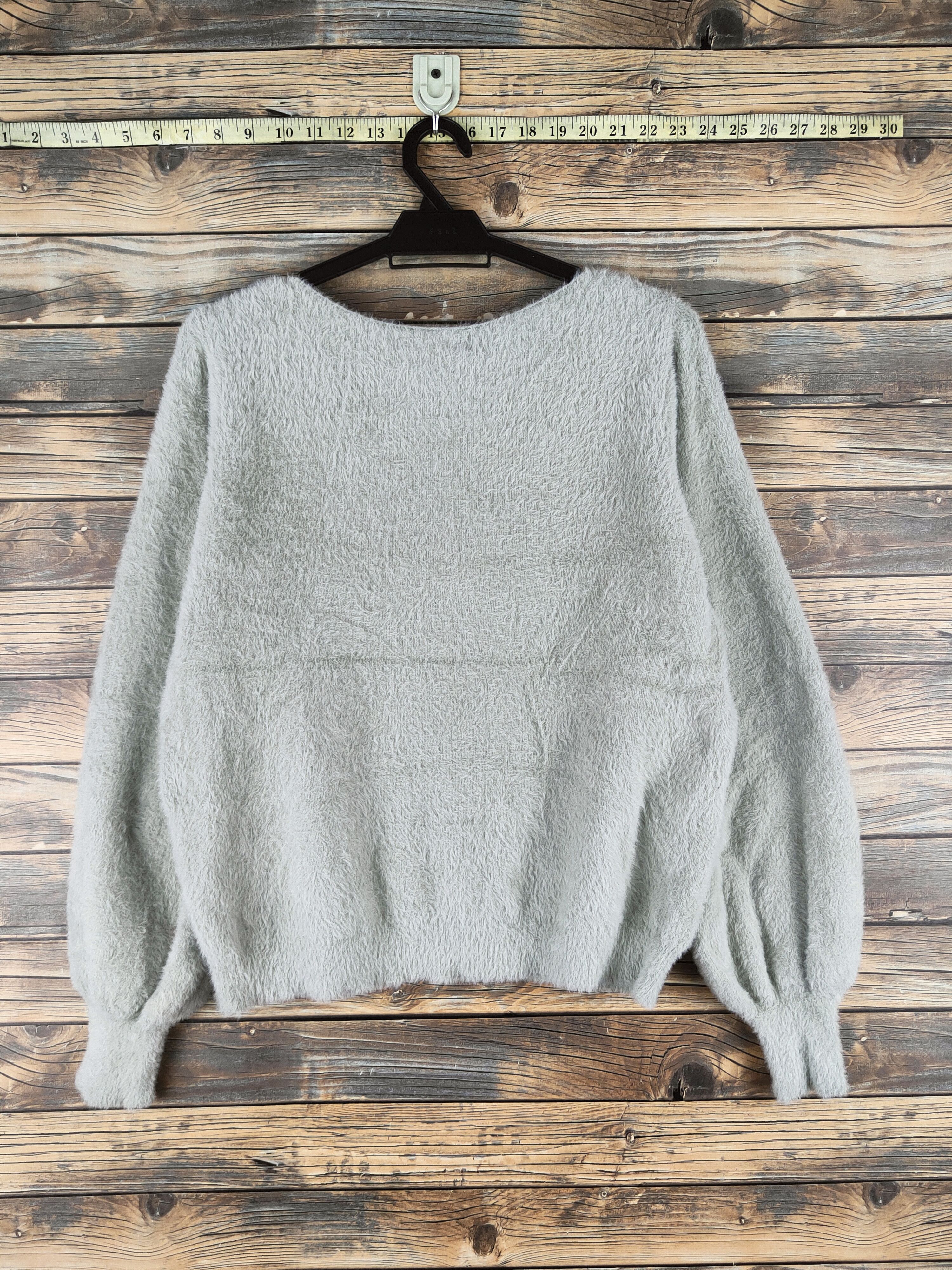 Vintage DL Grove Light Green Fur Mohair Knitwear #46-556 Size L / US 10 / IT 46 - 7 Thumbnail