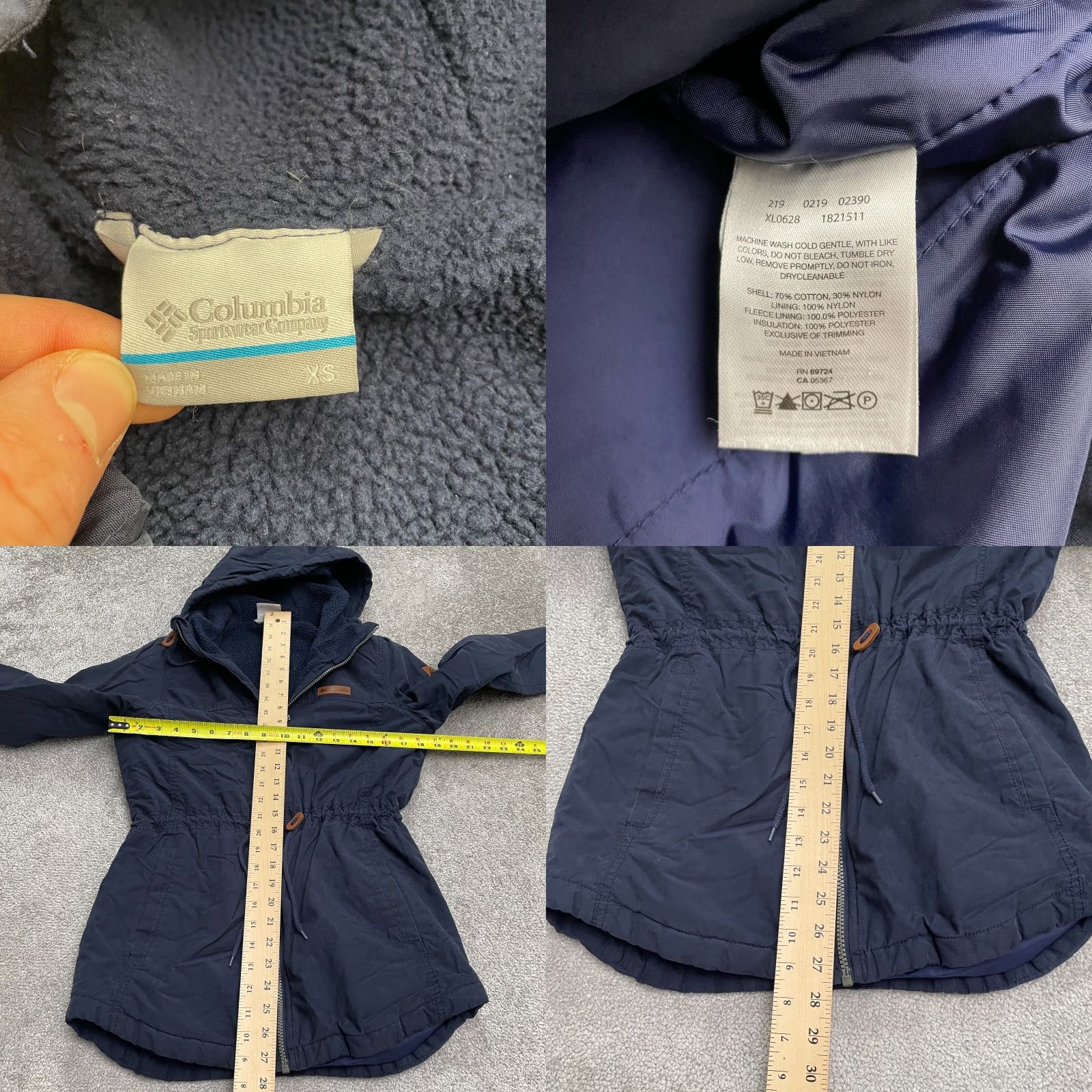 Vintage Columbia Jacket Women XS Blue Hooded Parka Full Zip Belted Size XS / US 0-2 / IT 36-38 - 8 Thumbnail
