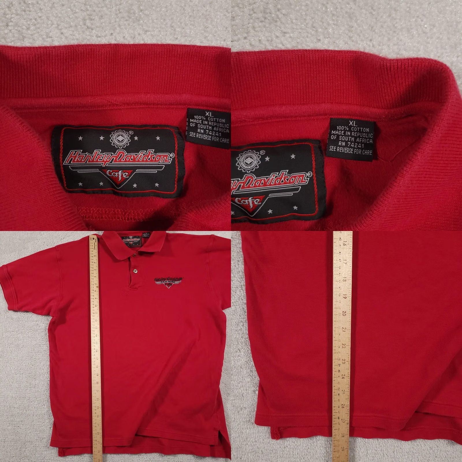 Harley Davidson VINTAGE Harley-Davidson Cafe Polo Shirt Mens XL Red Embroidered New York Biker Motorcycle Logo Size US XL / EU 56 / 4 - 8 Thumbnail