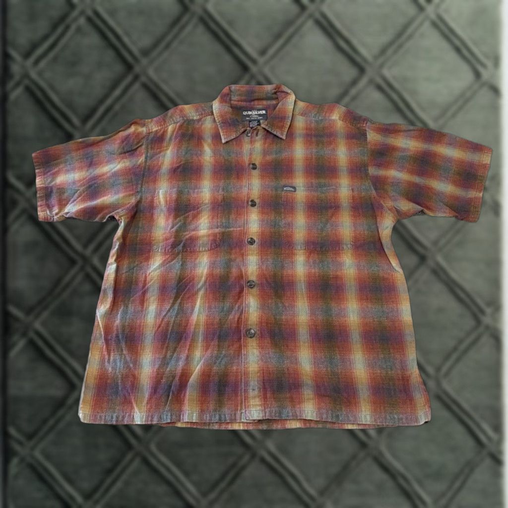 Quiksilver Quiksilver Button-Up Shirt Denim Plaid Multicolor Orange Tan Salt Water M Long Sleeve Men Regular Size M Size US M / EU 48-50 / 2 - 1 Thumbnail