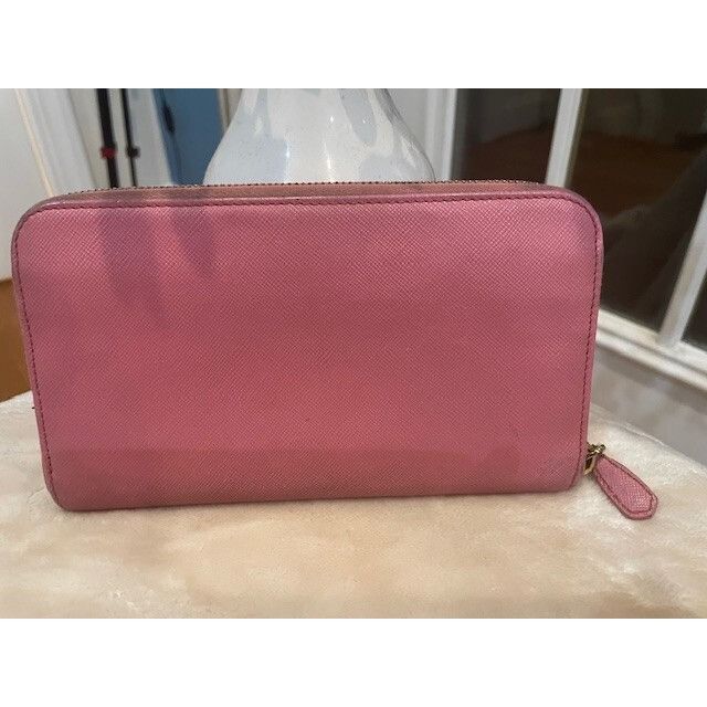 Prada Authentic Prada Long Wallet Round Zipper Pink Saffiano - Pre Size ONE SIZE - 3 Thumbnail