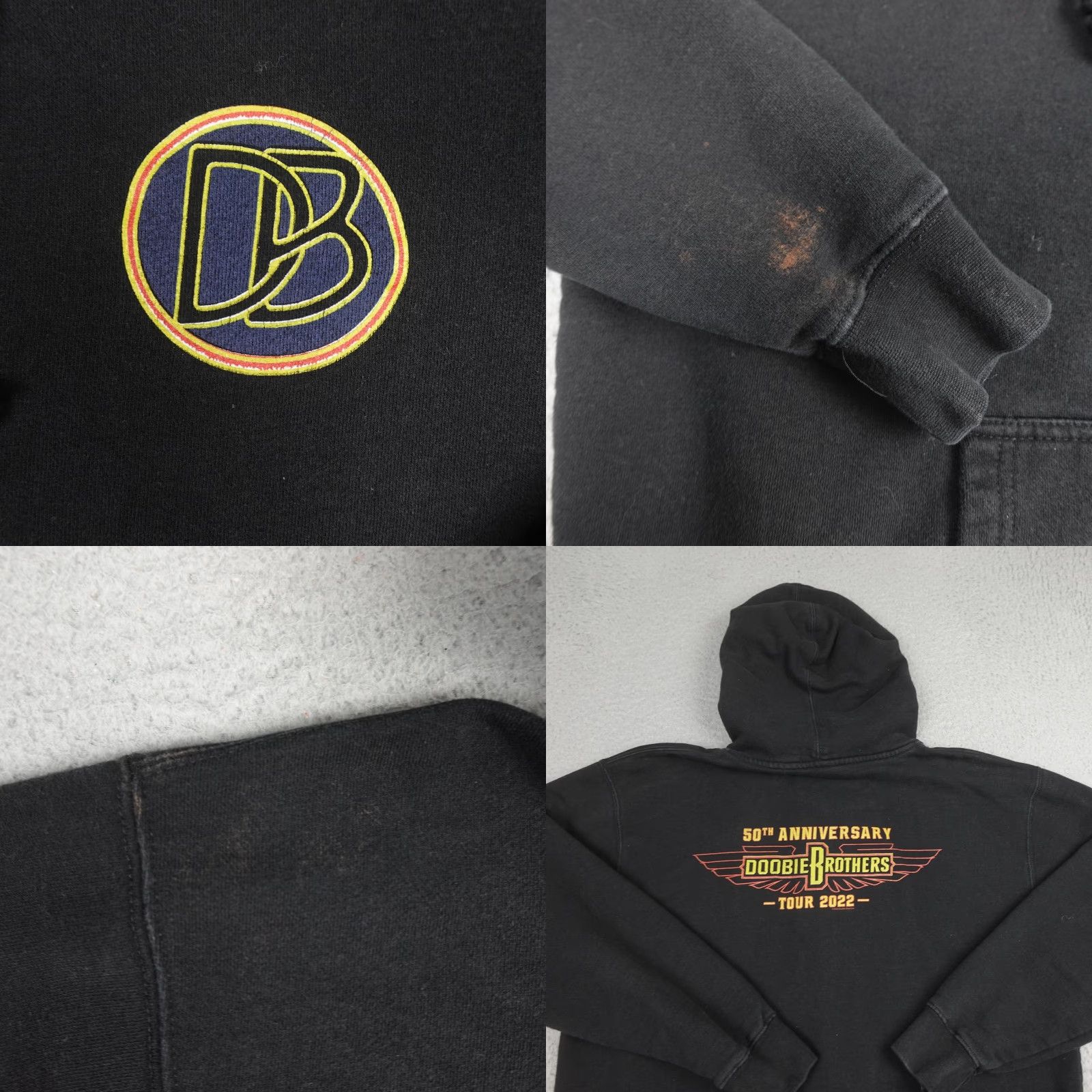 Vintage Doobie Brothers Hoodie Mens Large Black 50th Anniversary Tour 2022 Full Zip Size US L / EU 52-54 / 3 - 8 Thumbnail