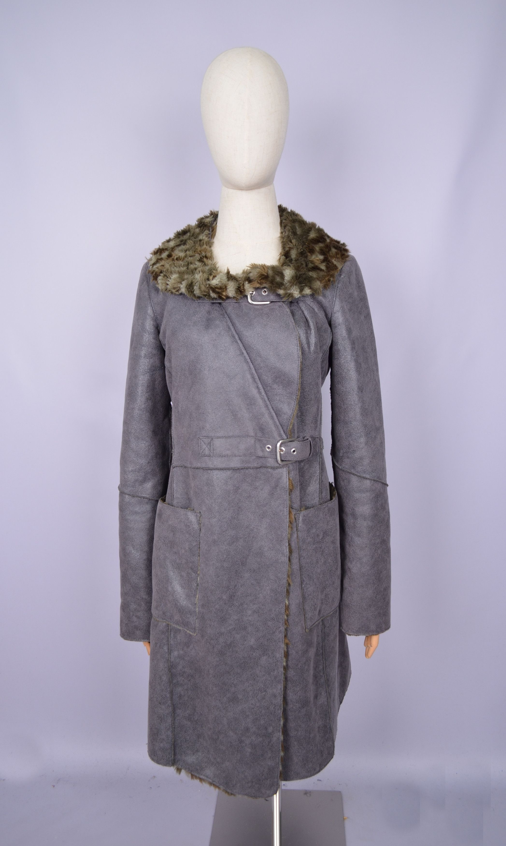 Armani × Designer Armani Jeans Faux Fur Grey Sheepskin Coat Jacket US8 Vintage Size M / US 6-8 / IT 42-44 - 3 Thumbnail