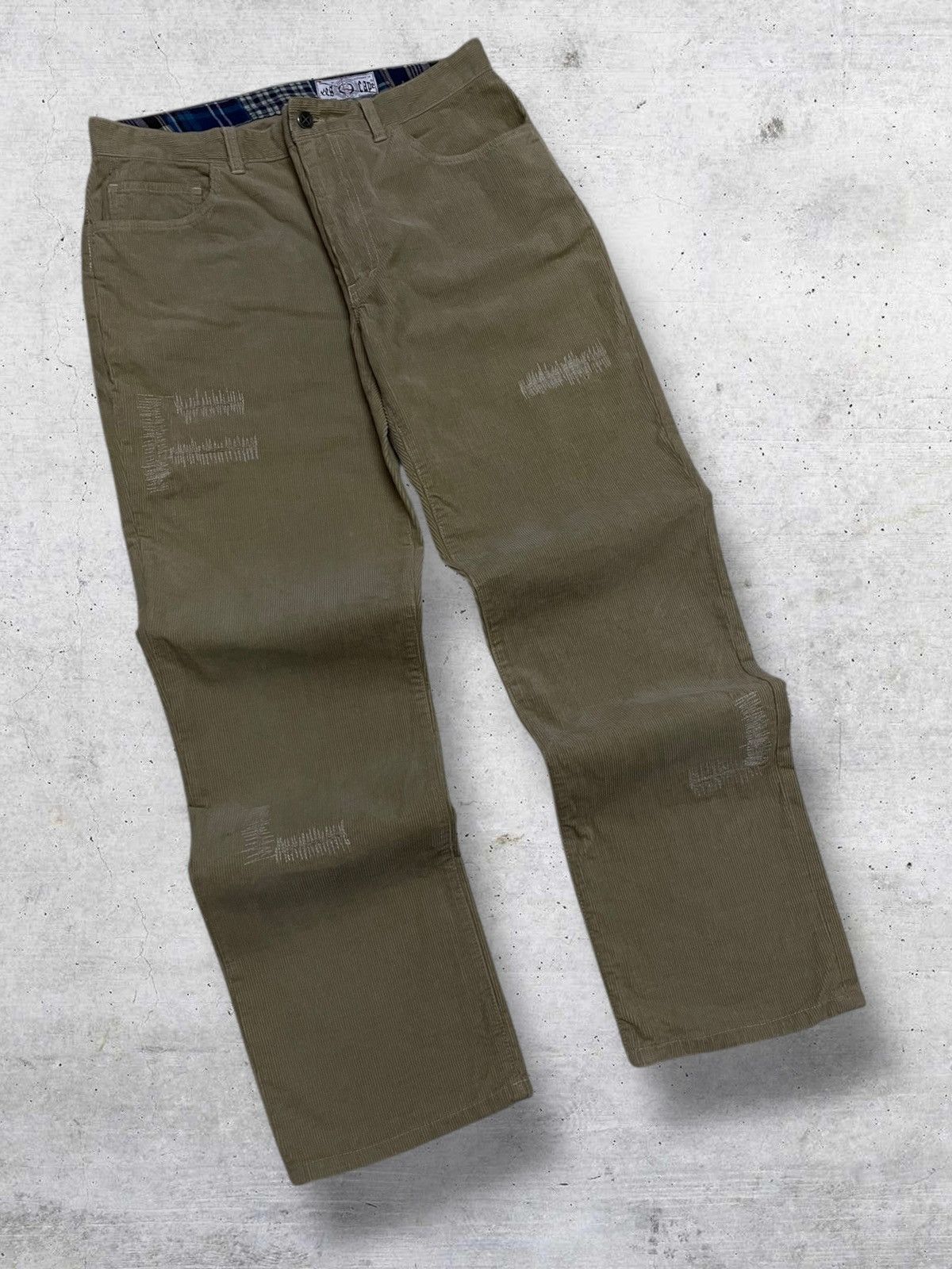 Japanese Brand XESCPAE JAPAN DESIGNER STREETWEAR DISTRESSED CORDUROY PANT Size US 33 - 2 Thumbnail