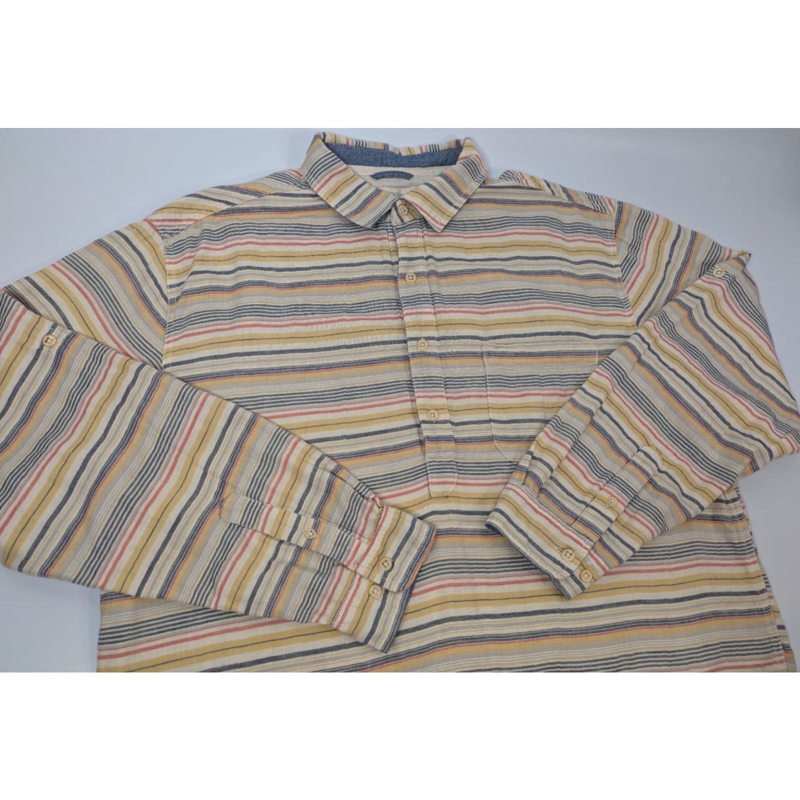 The Territory Ahead The Territory Ahead Shirt Mens XL Long Sleeve Button-Up Boho Stripe Roll Tab Color Multicolor Cotton Size US XL / EU 56 / 4 - 2 Thumbnail