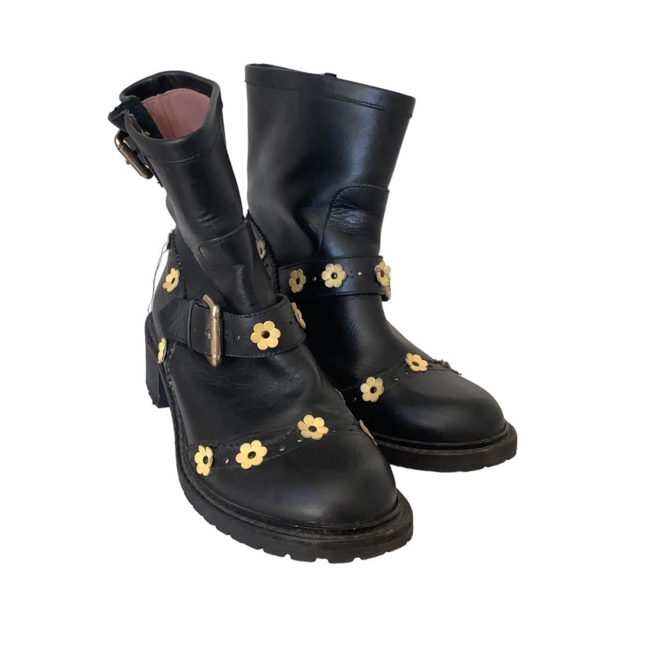 Valentino Valentino Red Leather Yellow Flower Boot 7.5 US Size US 7.5 / IT 37.5 - 1 Thumbnail