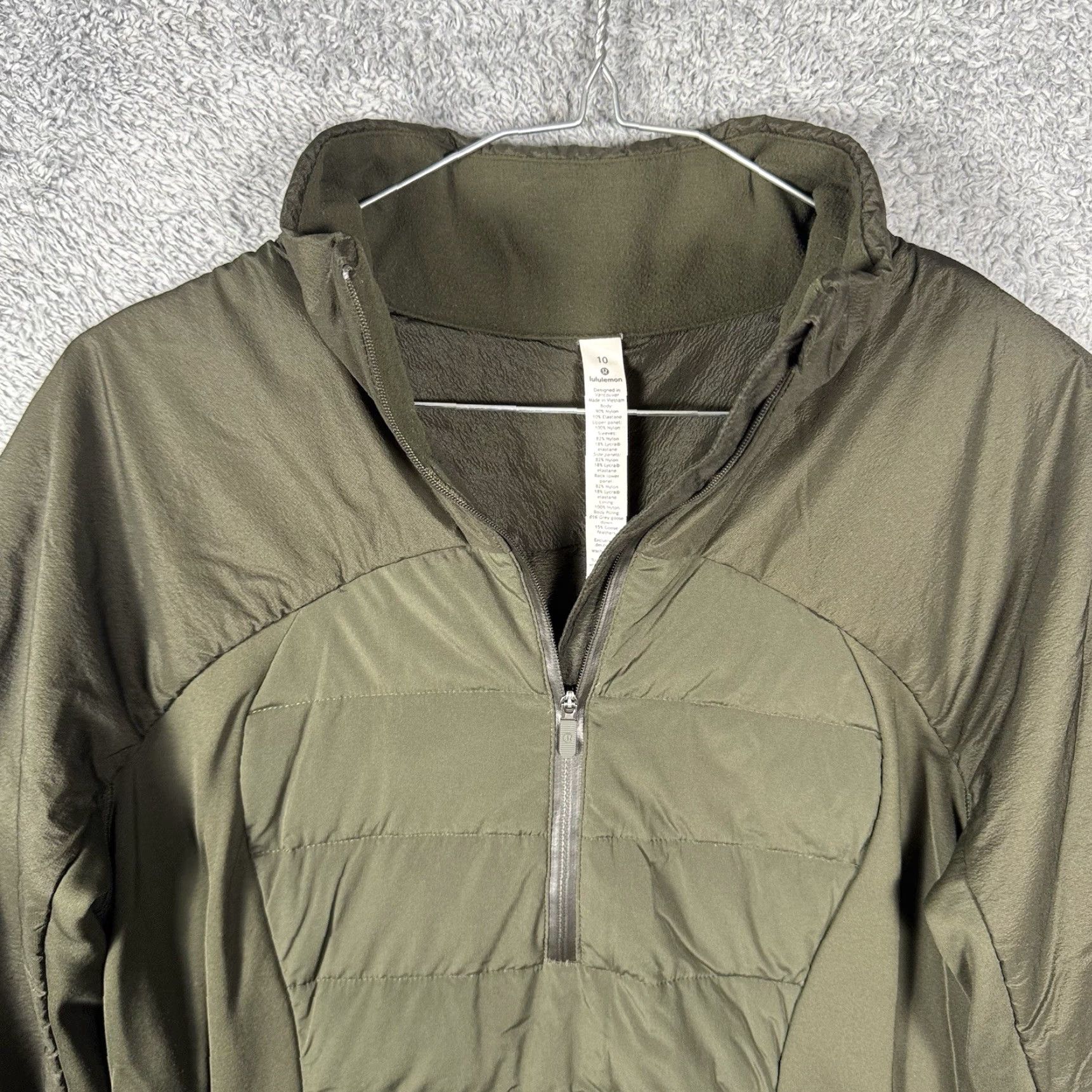 Lululemon Lululemon Down for It All Pullover 1/2 Zip Jacket Women’s 10 Green 85% Goose Down Size L / US 10 / IT 46 - 4 Thumbnail