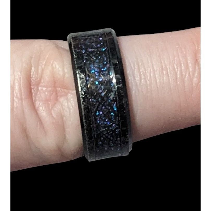 Other Gothic Black Stainless Steel Blue And Purple Glitter Inlay R Size ONE SIZE - 7 Thumbnail
