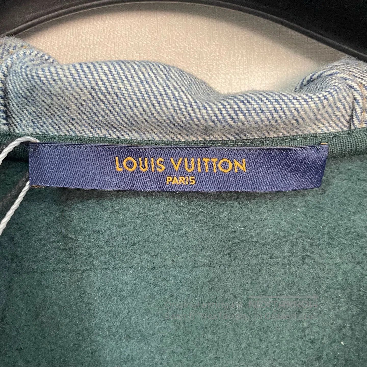 louis vuitton denim lettered jacket size l.