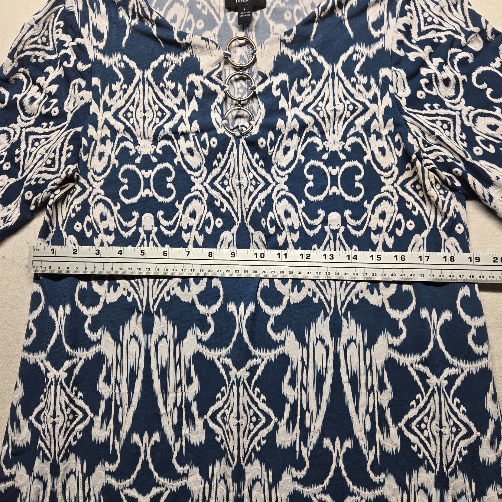 Vintage MSK Blue Shirt Stretch Top V-Neck 3/4 Sleeves Adult Women's Size L Large Size L / US 10 / IT 46 - 4 Thumbnail