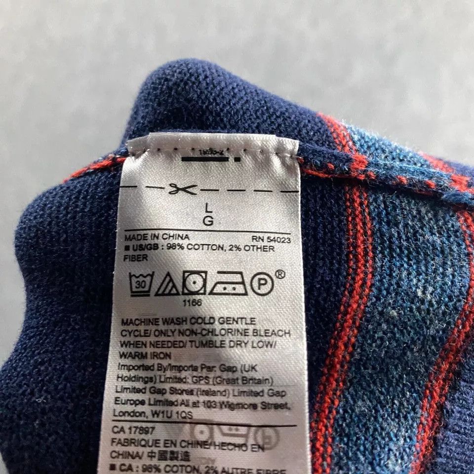 Gap Gap Sweater Men's Large Blue Striped V-Neck Pullover NWT Size US L / EU 52-54 / 3 - 8 Thumbnail