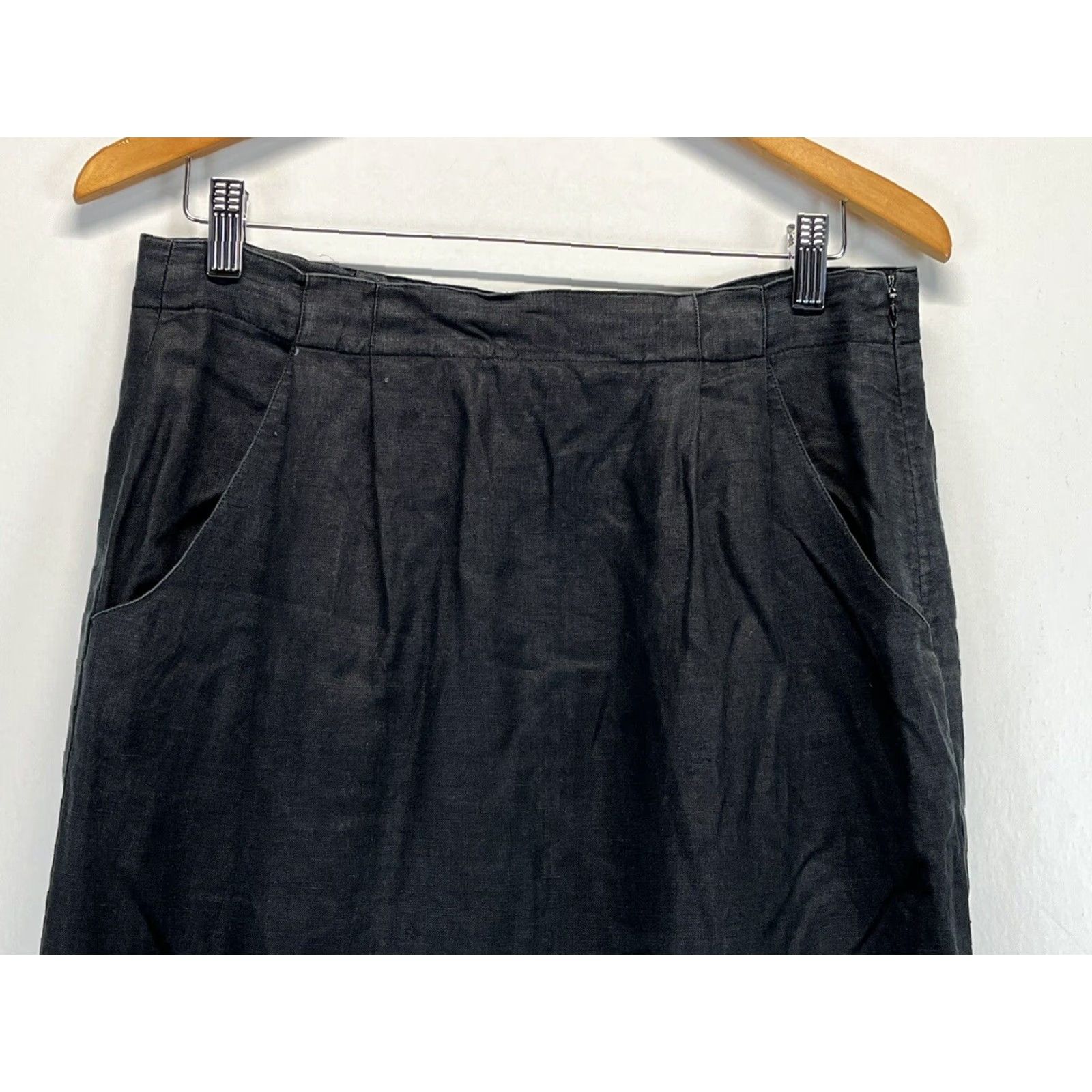 Lord & Taylor Vintage Lord & Taylor 100% Linen Midi Skirt Sz 12 GUC Black Pockets Size 34" / US 12 / IT 48 - 3 Thumbnail