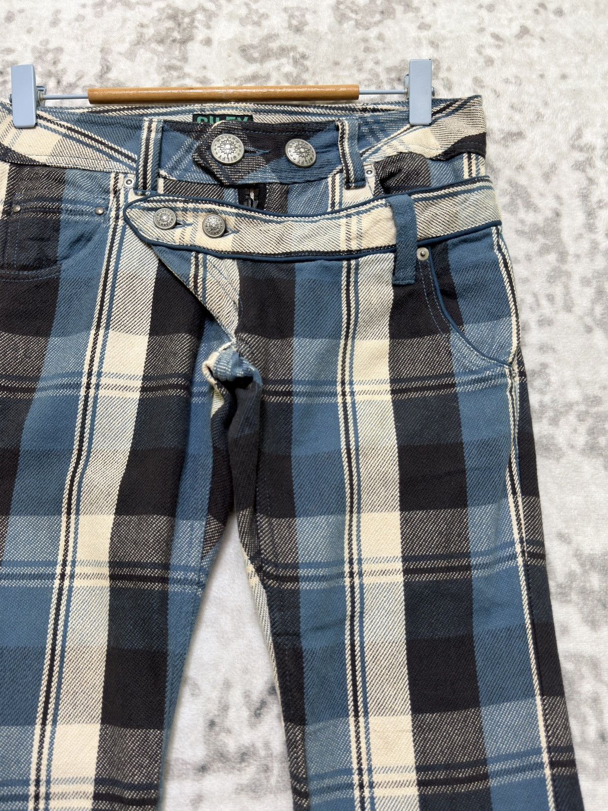 Kapital Vintage Gilfy Plaid Flare Double Waist Low Rise Cropped Pant Size US 28 / EU 44 - 5 Thumbnail