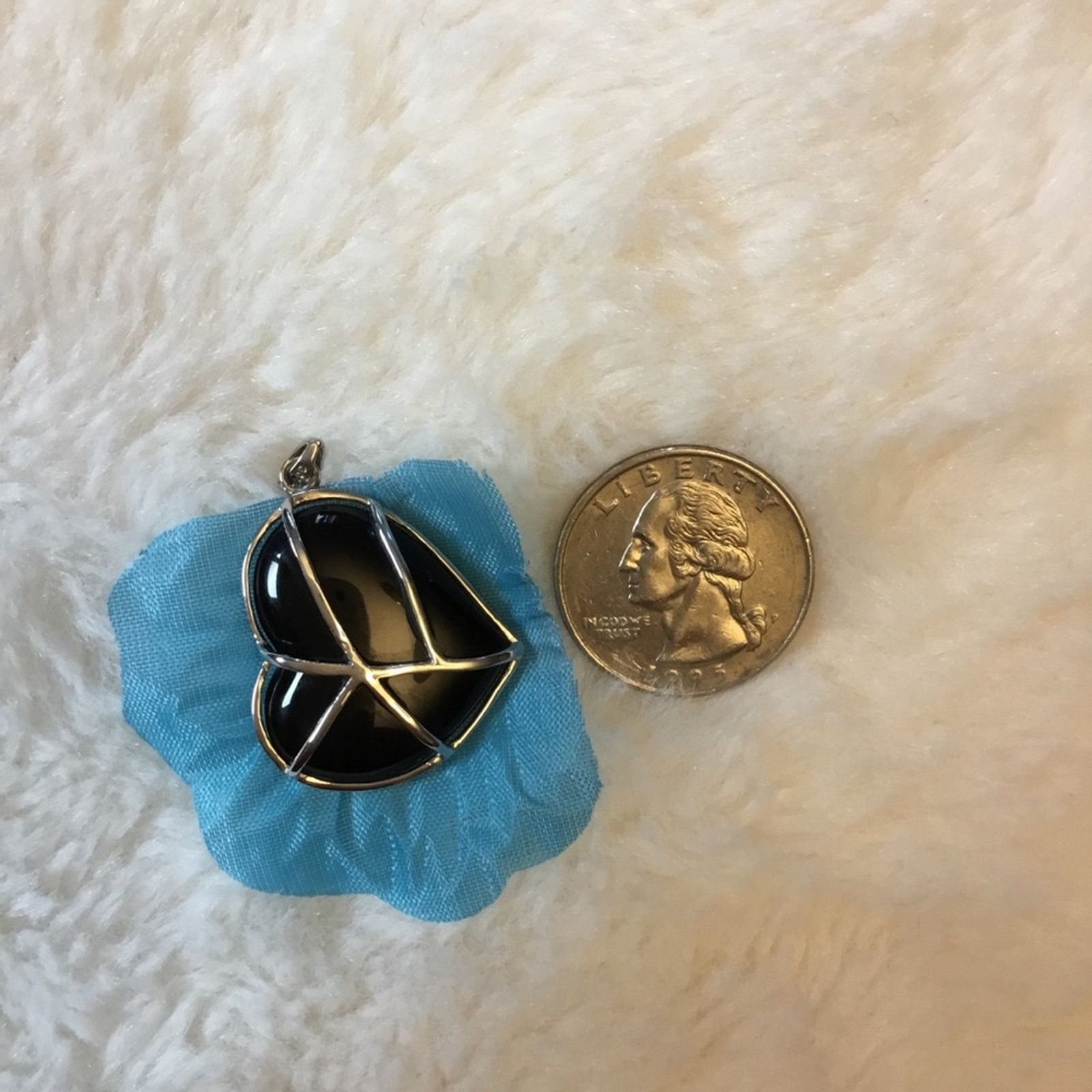 Other Sterling Silver Black Onyx Heart Pendant (925 Marked) Size ONE SIZE - 5 Thumbnail
