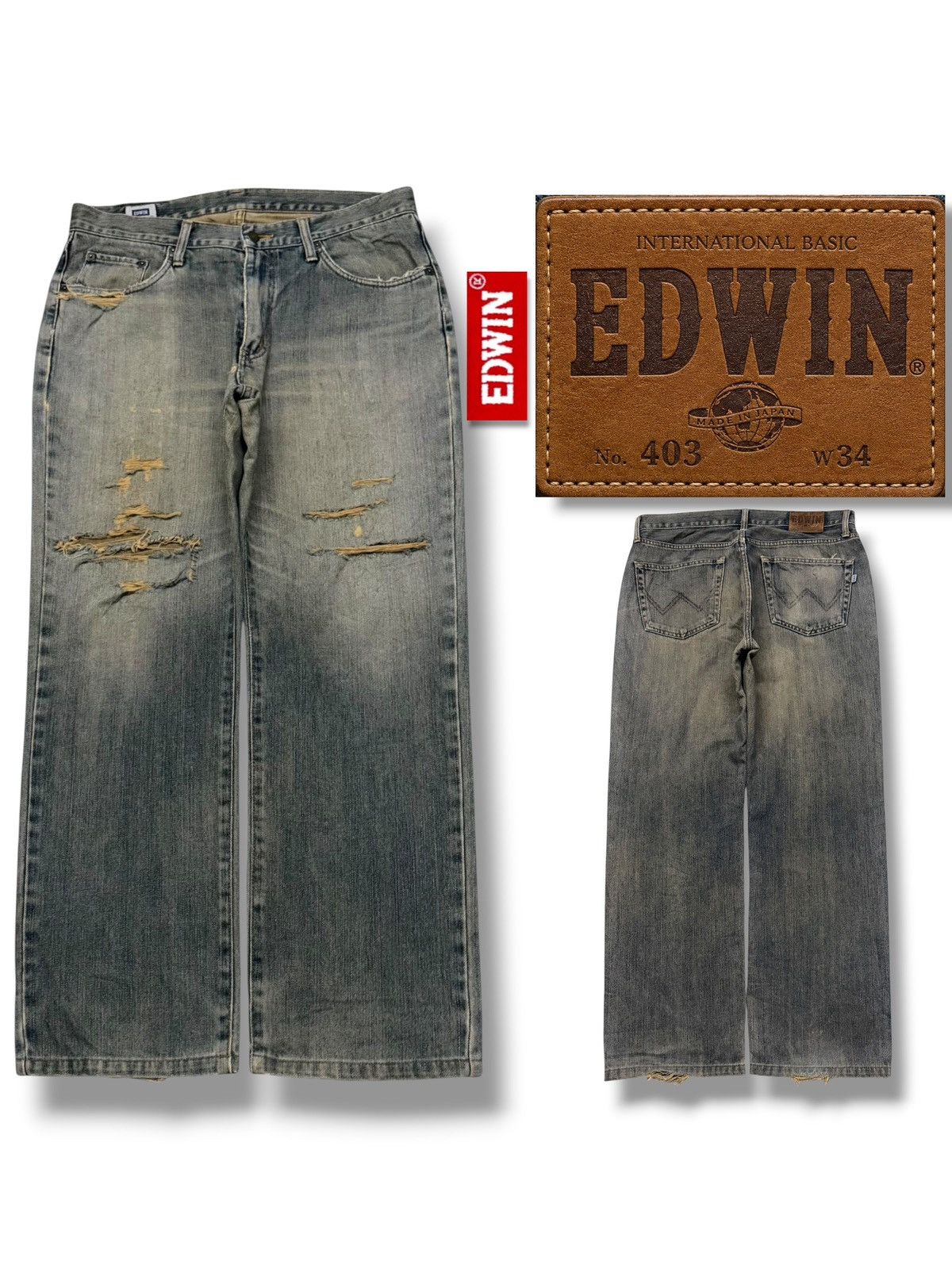 Edwin Vintage EDWIN 403 Japan Denim Jeans | Relaxed Straight | W34 Size US 34 / EU 50 - 1 Thumbnail