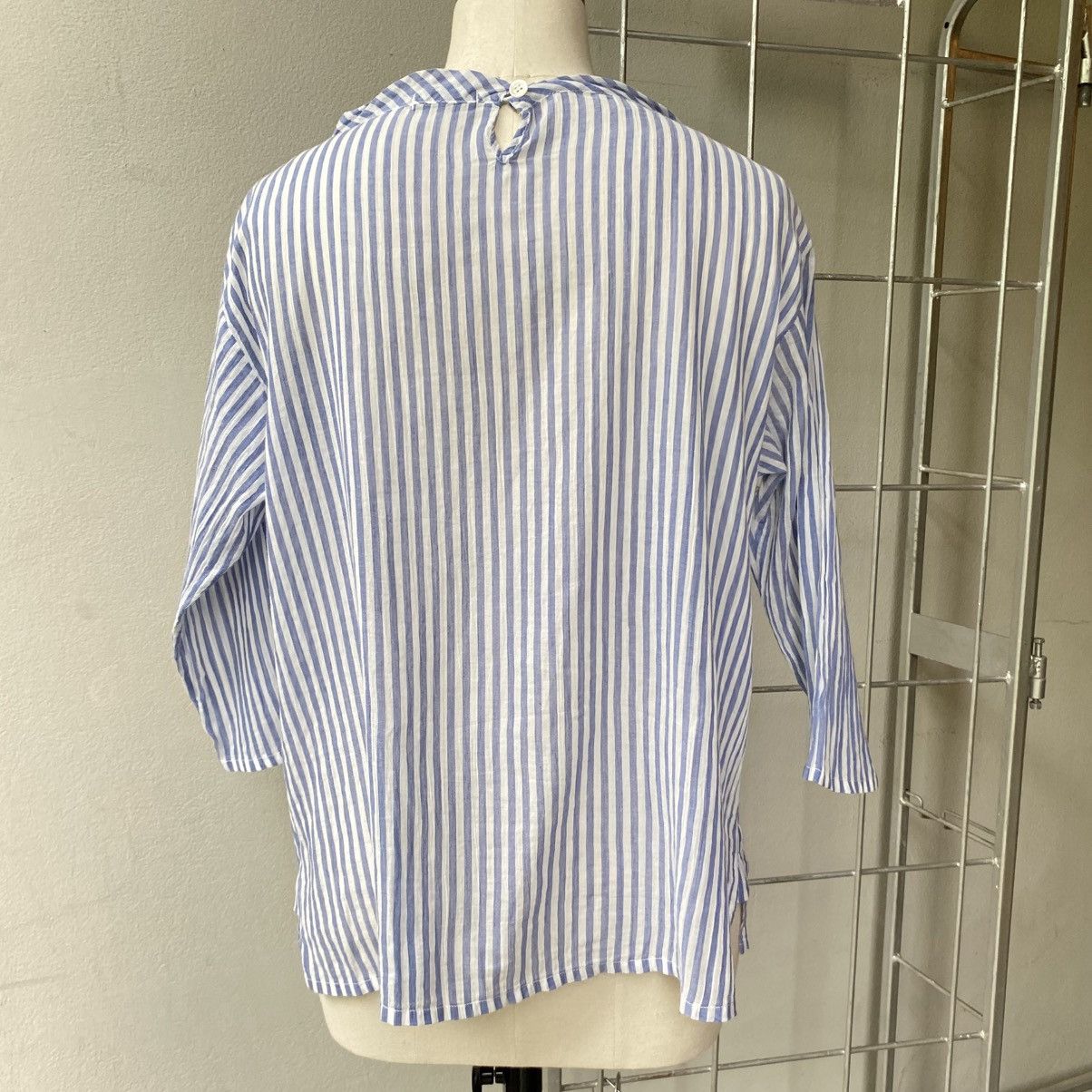 Issey Miyake Plantation Blue Stripe Cotton Top with Pocket Size M / US 6-8 / IT 42-44 - 2 Thumbnail
