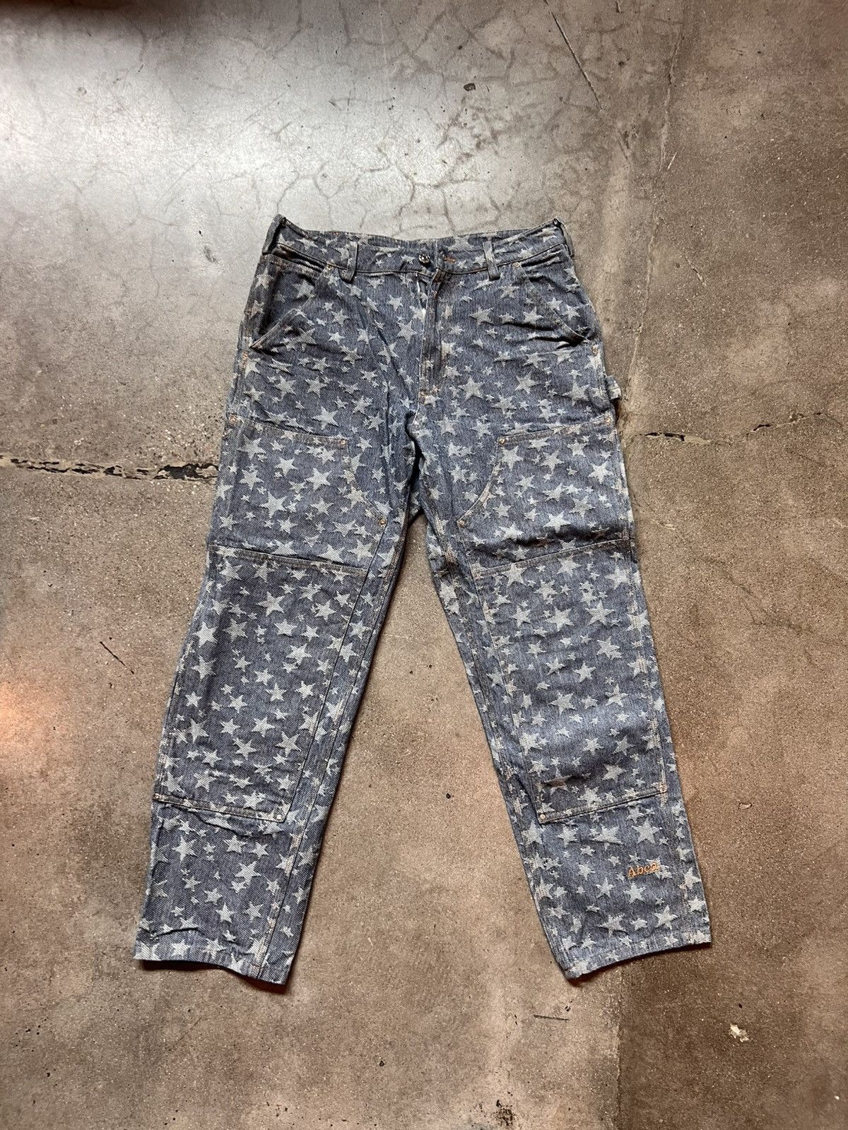 Advisory Board Crystals ABCD Crystal Rivet Double Knee Denim
