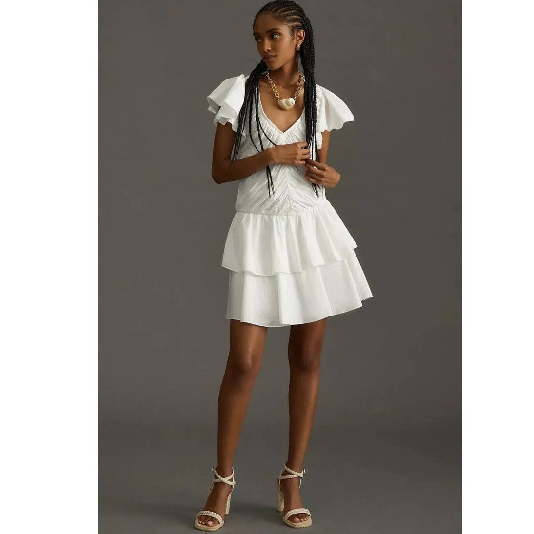 Anthropologie NWT Love The Label Ruffled Mini Dress DEEP-V $248 Medium Size M / US 6-8 / IT 42-44 - 1 Thumbnail