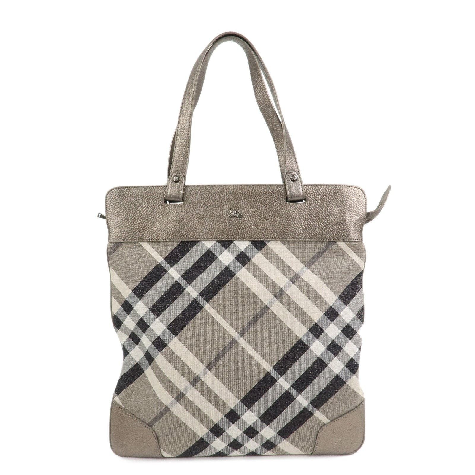 Burberry Burberry Nova Check Canvas & Leather Tote Gray Size ONE SIZE - 1 Thumbnail