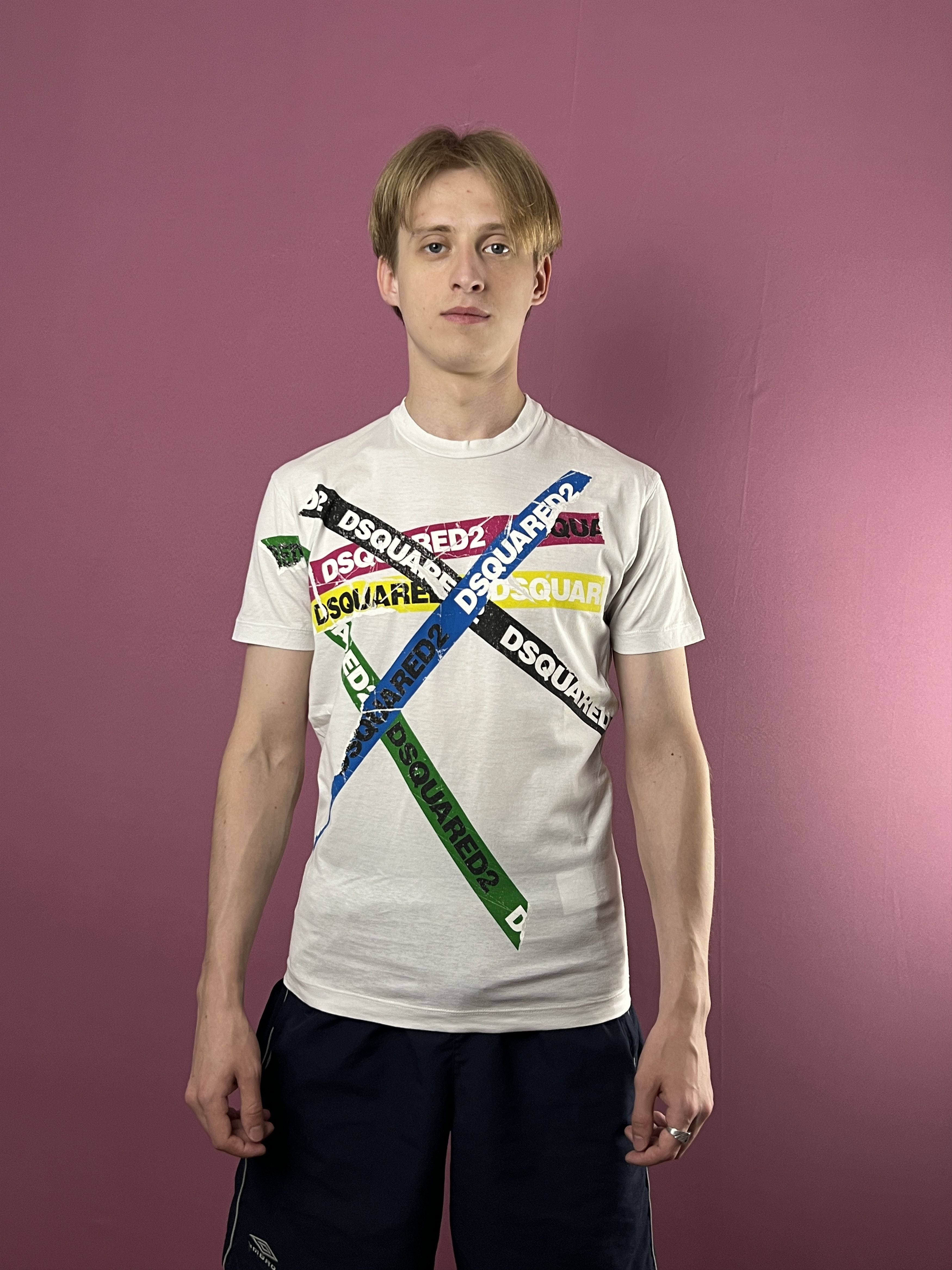 Dsquared2 Dsquared2 Vintage Men's Tape Logo T-Shirt - S Size US S / EU 44-46 / 1 - 1 Thumbnail