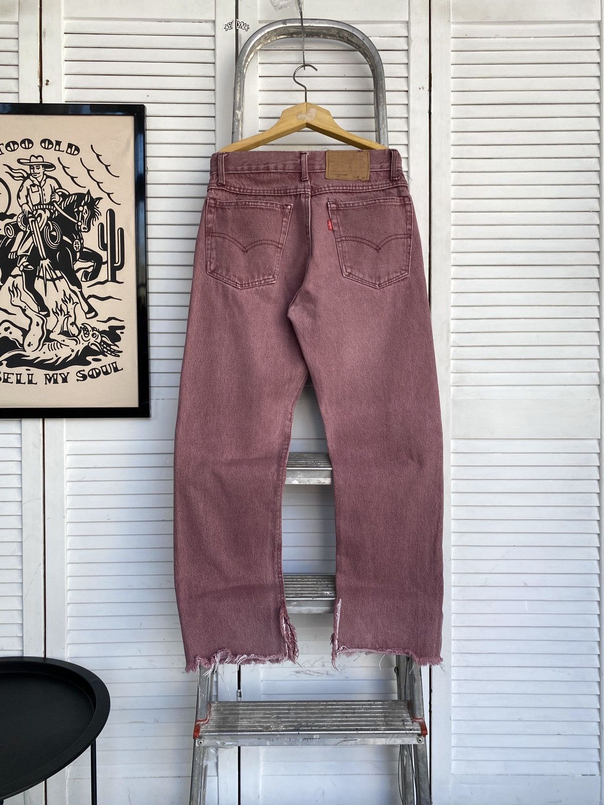 Levi's × Vintage Vintage Levi’s 501 Hand-Dyed Burgundy Denim Jeans Pants USA Size US 28 / EU 44 - 1 Thumbnail