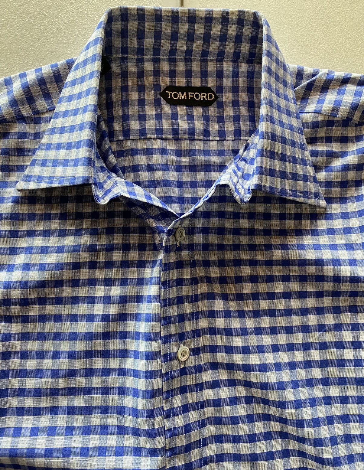 Tom Ford Tom Ford blue/grey gingham check shirt 17 43e NWOT Size US L / EU 52-54 / 3 - 8 Thumbnail