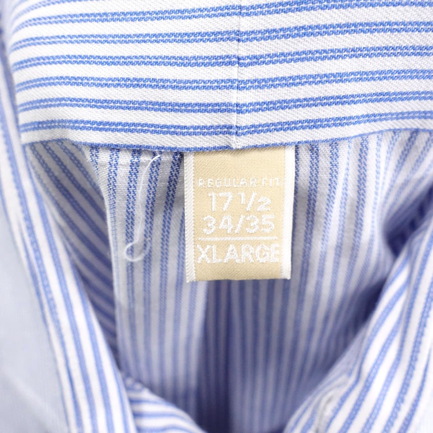 Michael Kors Michael Kors Dress Shirt Mens XL 17.5 34/35 Blue Stripe Cotton Regular Fit Size 46R - 7 Thumbnail