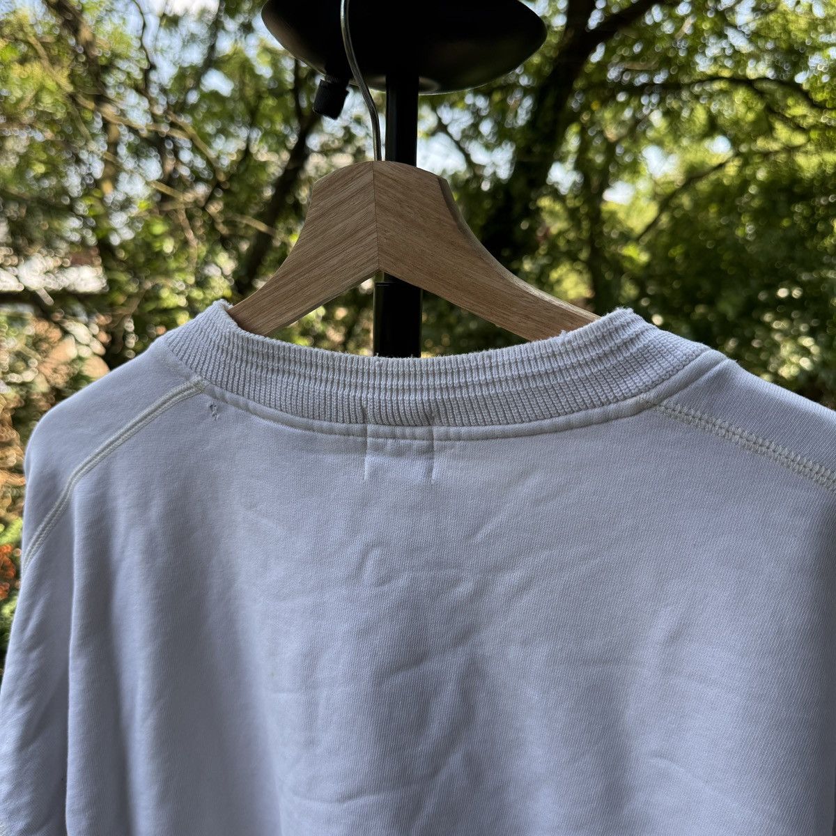 Vintage Thrashed Faded Distressed White Henley Sweatshirt ERD Grunge Size US L / EU 52-54 / 3 - 9 Thumbnail