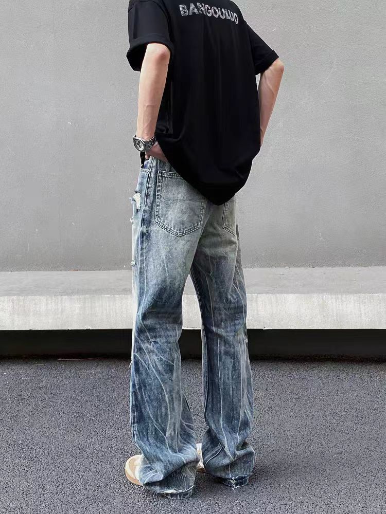 Designer × Jean × Vintage High Street Vintage Tie-Dye Lightning Ripped Jeans Size US 34 / EU 50 - 4 Thumbnail
