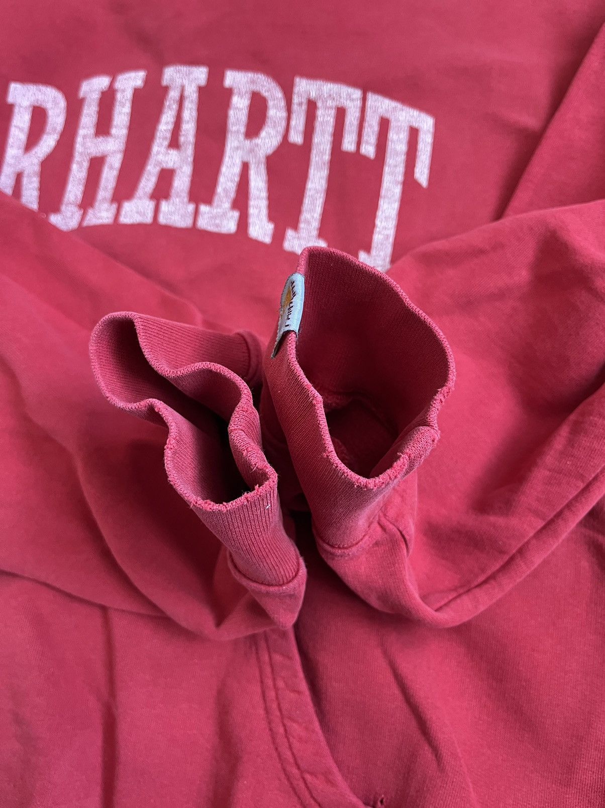 Carhartt × Vintage Vintage 90s Carhartt Men Distressed Red Logo Hoodie Size US L / EU 52-54 / 3 - 22 Thumbnail