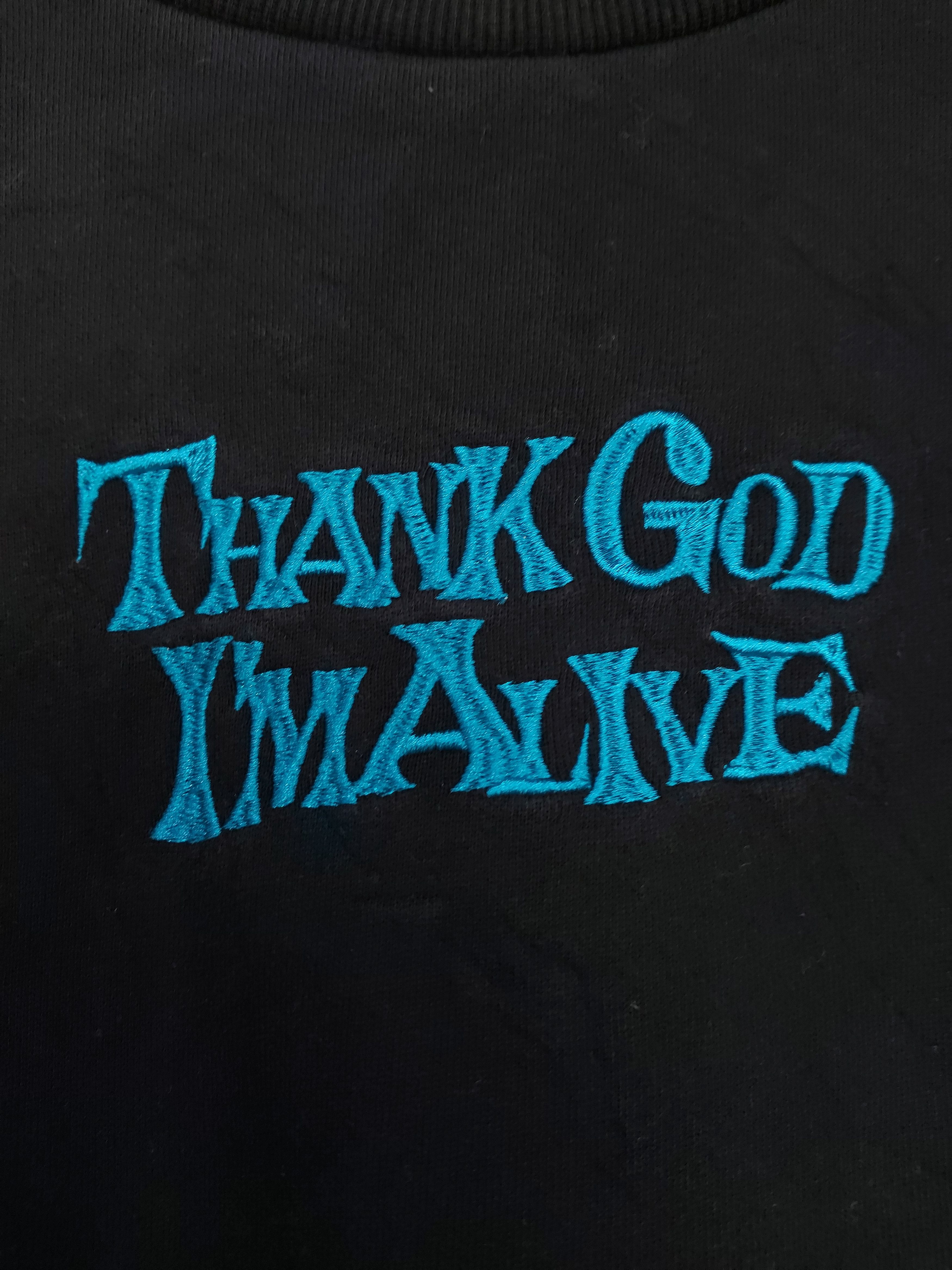 Vintage RIU DOMURA X 9090 SKATEBOARD THANK GOD I'M ALIVE SWEATSHIRT Size US L / EU 52-54 / 3 - 2 Thumbnail