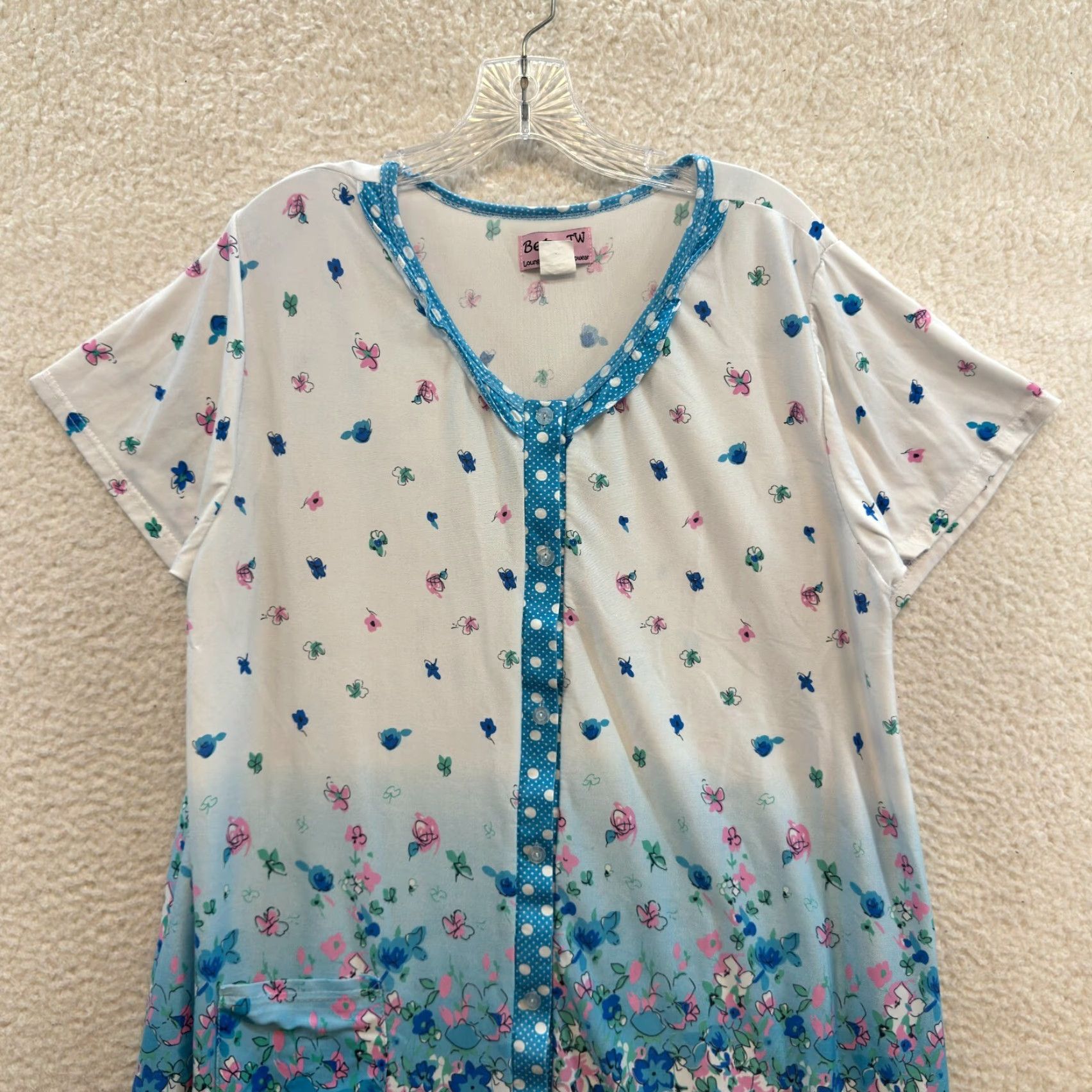Vintage VINTAGE Betsy Nightgown Sleep Dress 1X Plus Size Blue Butterfly Floral Grandma Granny Dress Women Girls-? Size XL / US 12-14 / IT 48-50 - 3 Thumbnail