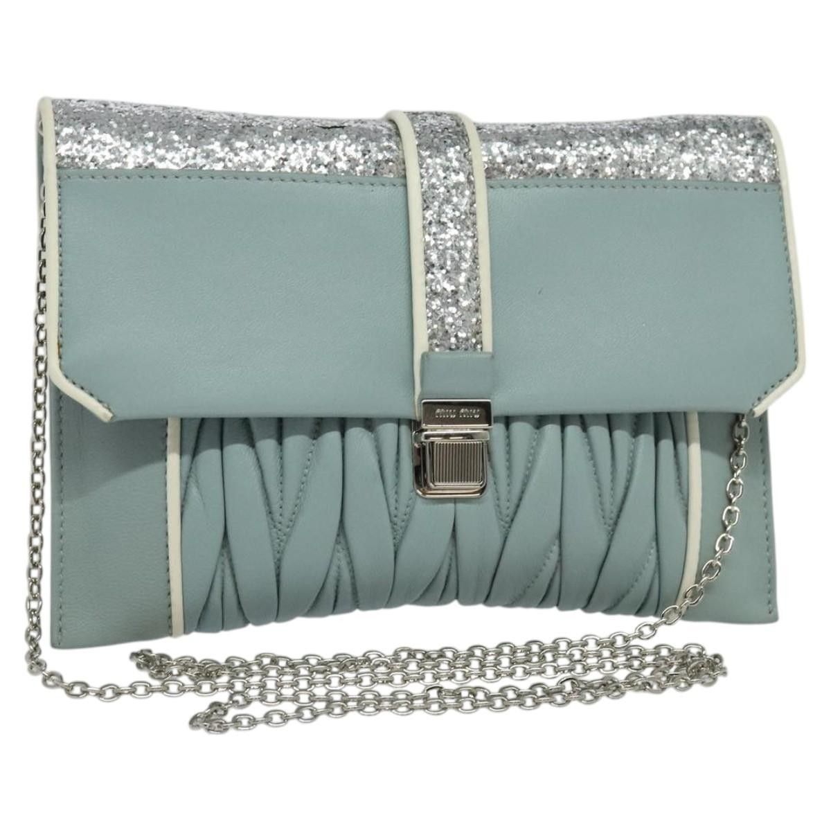 Miu Miu Miu Miu Madras Chain Clutch Matelasse Leather with Glitter Size ONE SIZE - 1 Thumbnail