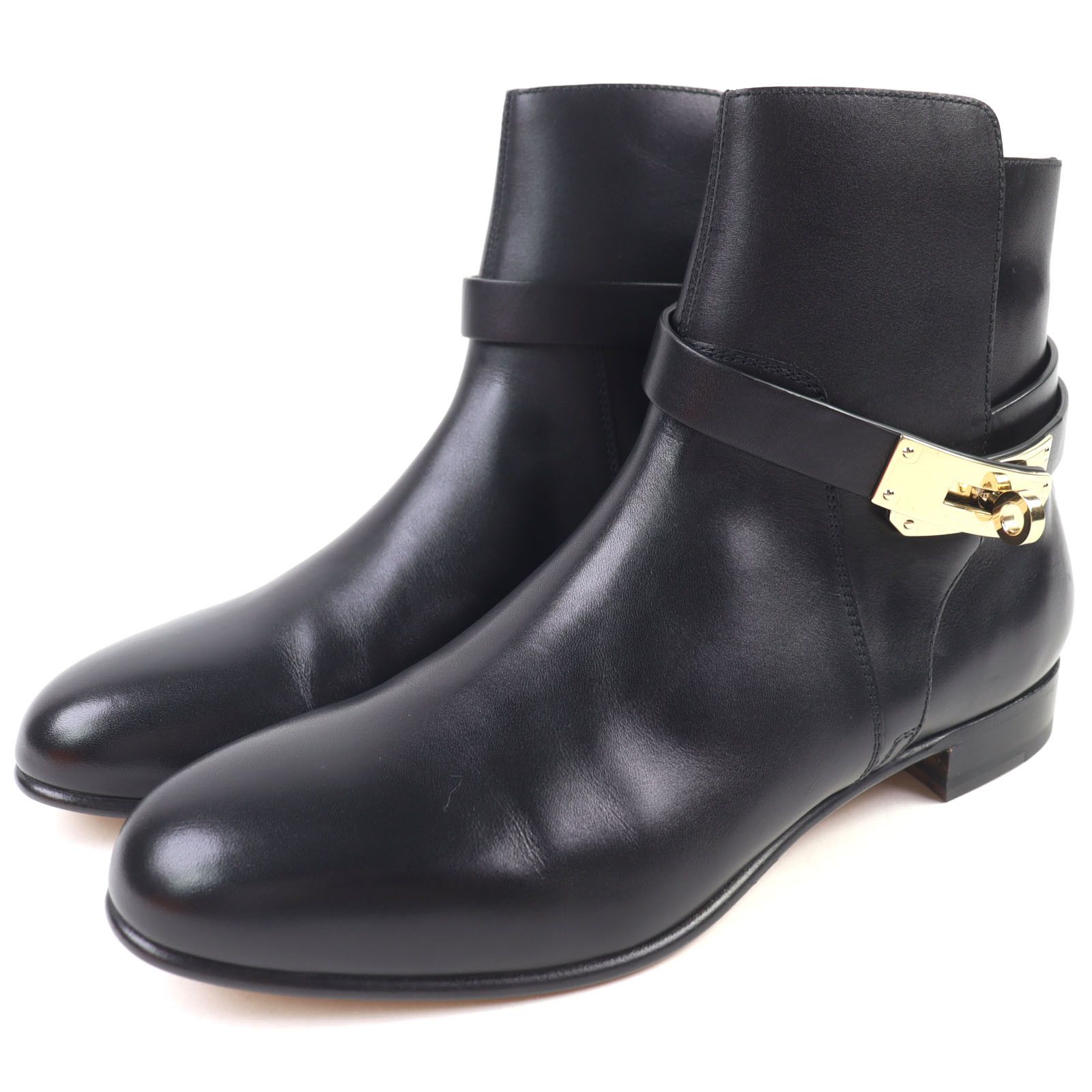Hermes Hermes Hermes Neo Kelly Buckle Leather Short Boots Leather Shoes DUTY FREE for USA Size ONE SIZE - 1 Thumbnail