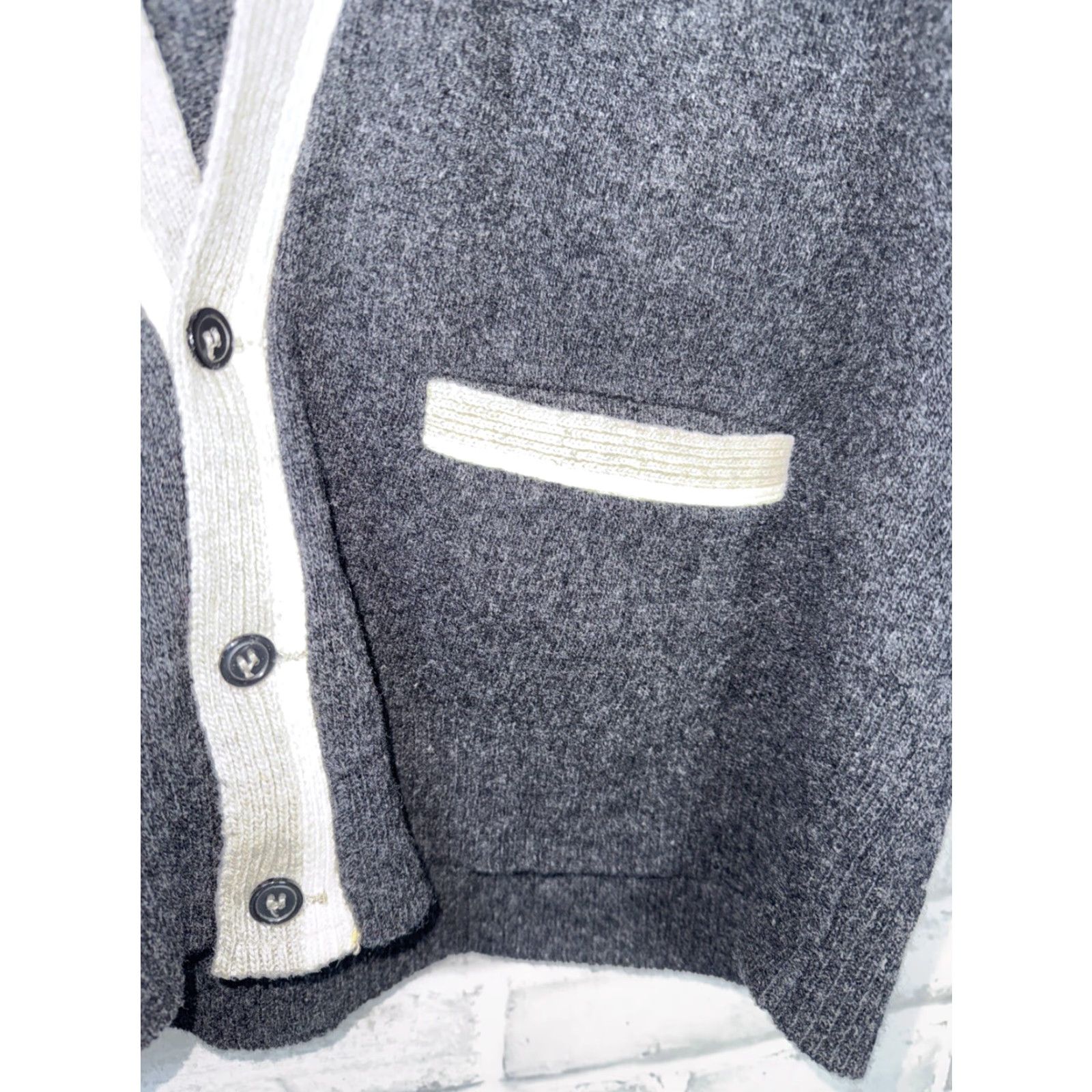 Vintage VTG Welgrume LAMBS Wool Knit Sweater SWEATER VEST CARDIGAN USA Mens L Gray 1960s Grunge Size US L / EU 52-54 / 3 - 2 Thumbnail