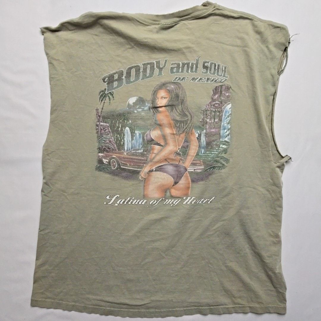 Hanes Vintage Body and Soul Tee Latina Babe Green 2XL Shirt 90s Size US XXL / EU 58 / 5 - 1 Thumbnail