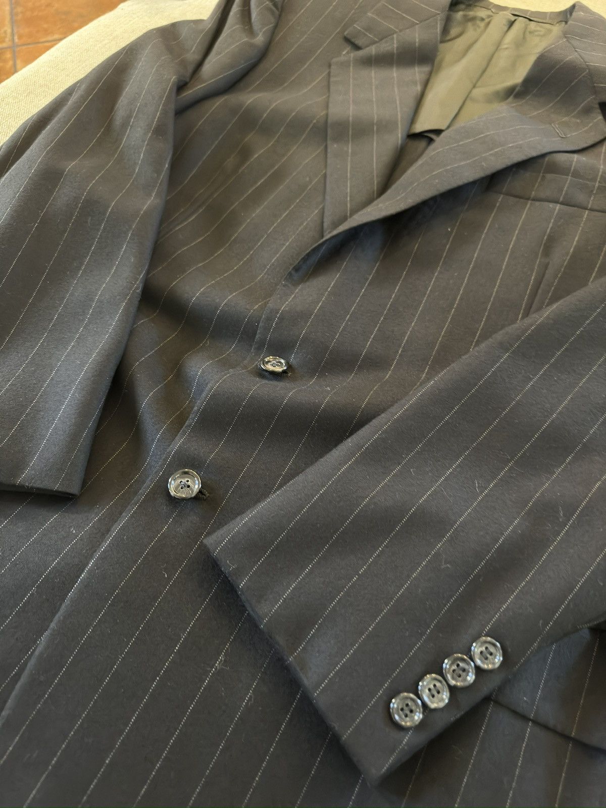 Oxxford Clothes OXXFORD CLOTHES Black Pinstripe Wool Suit Size 42T $4295 Size 42L - 13 Thumbnail
