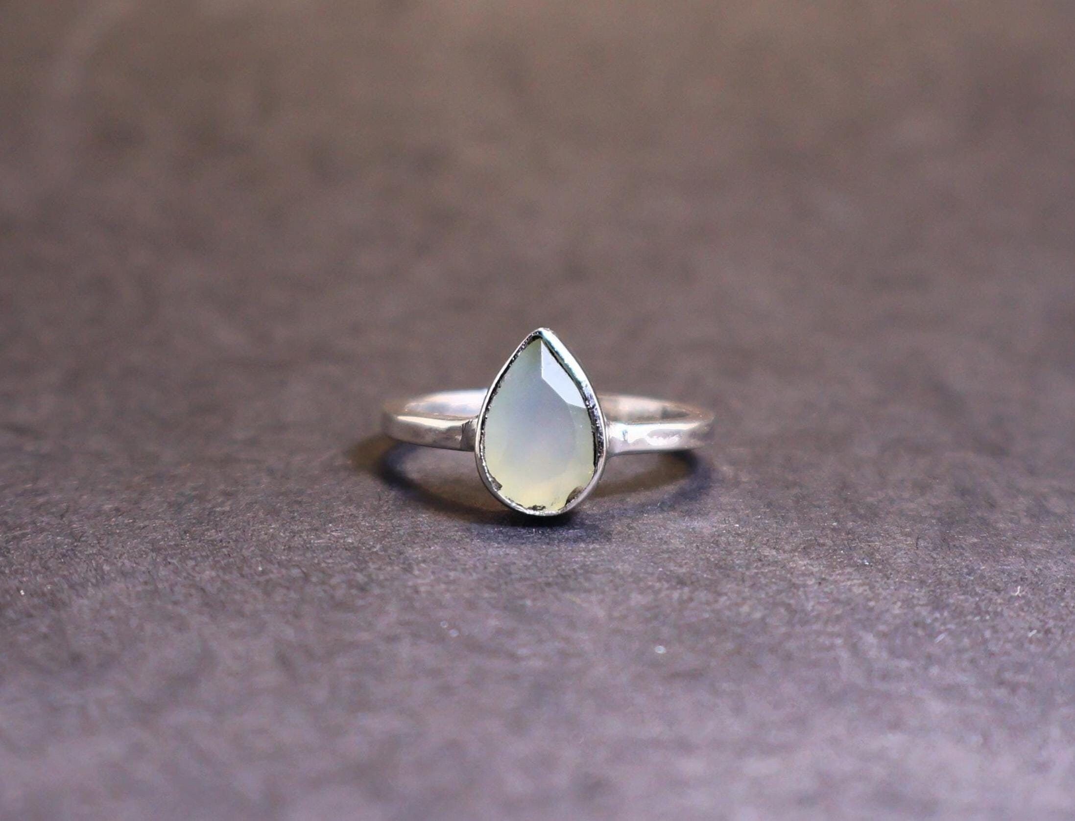 Handmade Aqua Chalcedony ring, Sterling silver ring, Handmade Ring, Size ONE SIZE - 1 Thumbnail