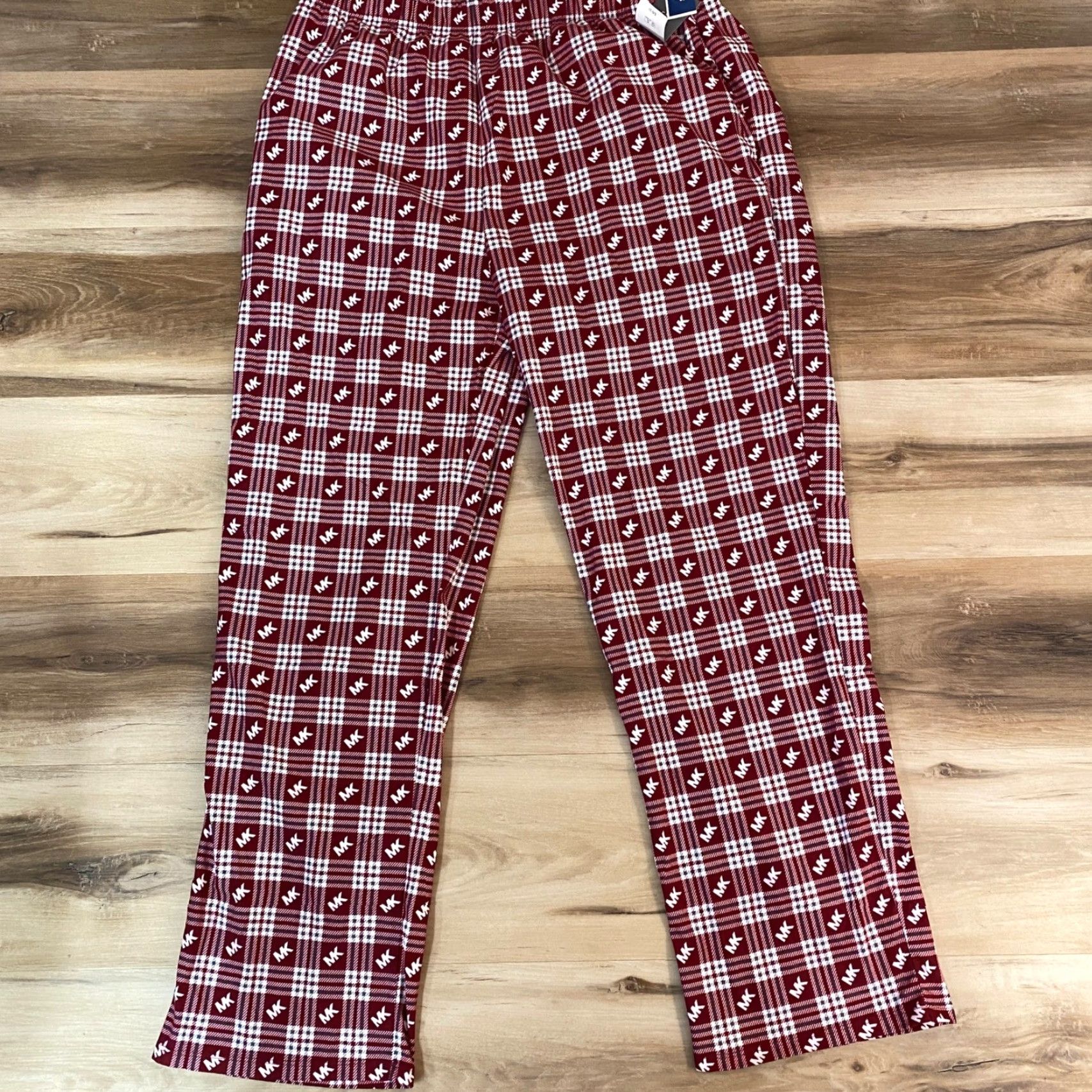 Michael Kors Michael Kors Loungewear Pants Mens Large Plaid MK Logo Pajama Pants Red White Size US 33 - 2 Thumbnail