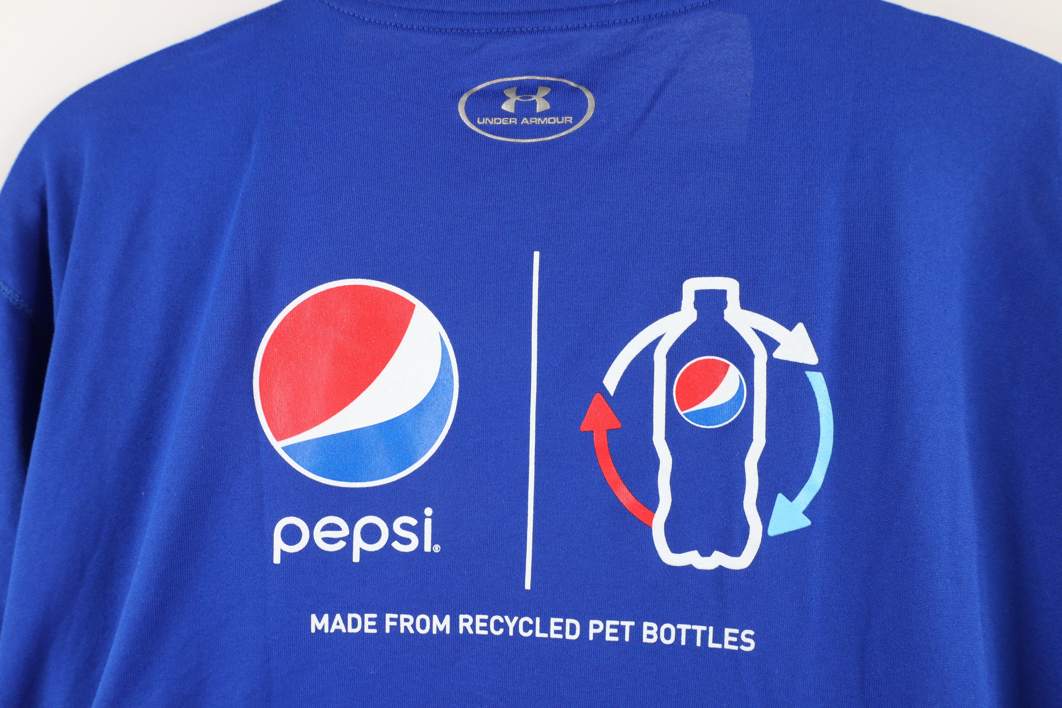 Under Armour × Vintage Under Armour Out HeatGear Pepsi Co Short Sleeve T-Shirt Blue Size US XL / EU 56 / 4 - 8 Thumbnail