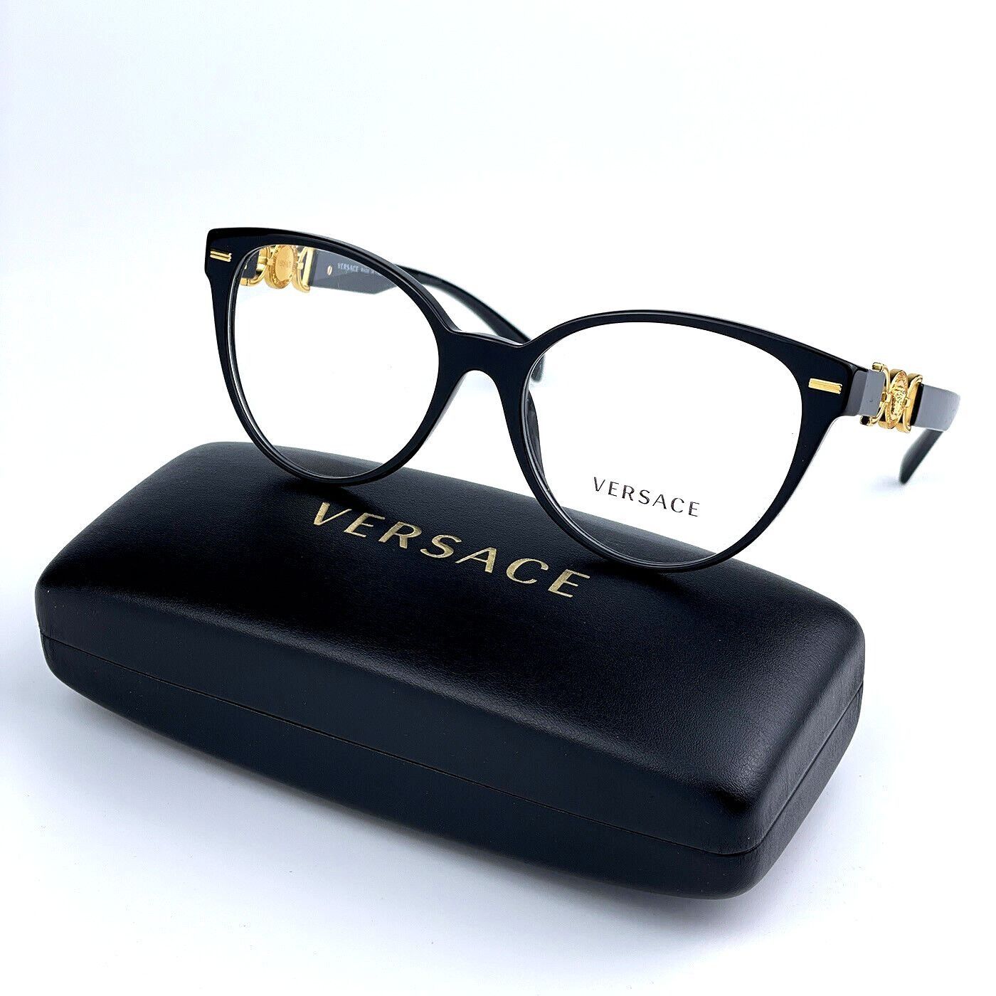 image of New Versace Ve3334 - Gb1 Black Gold Eyeglasses, Women's