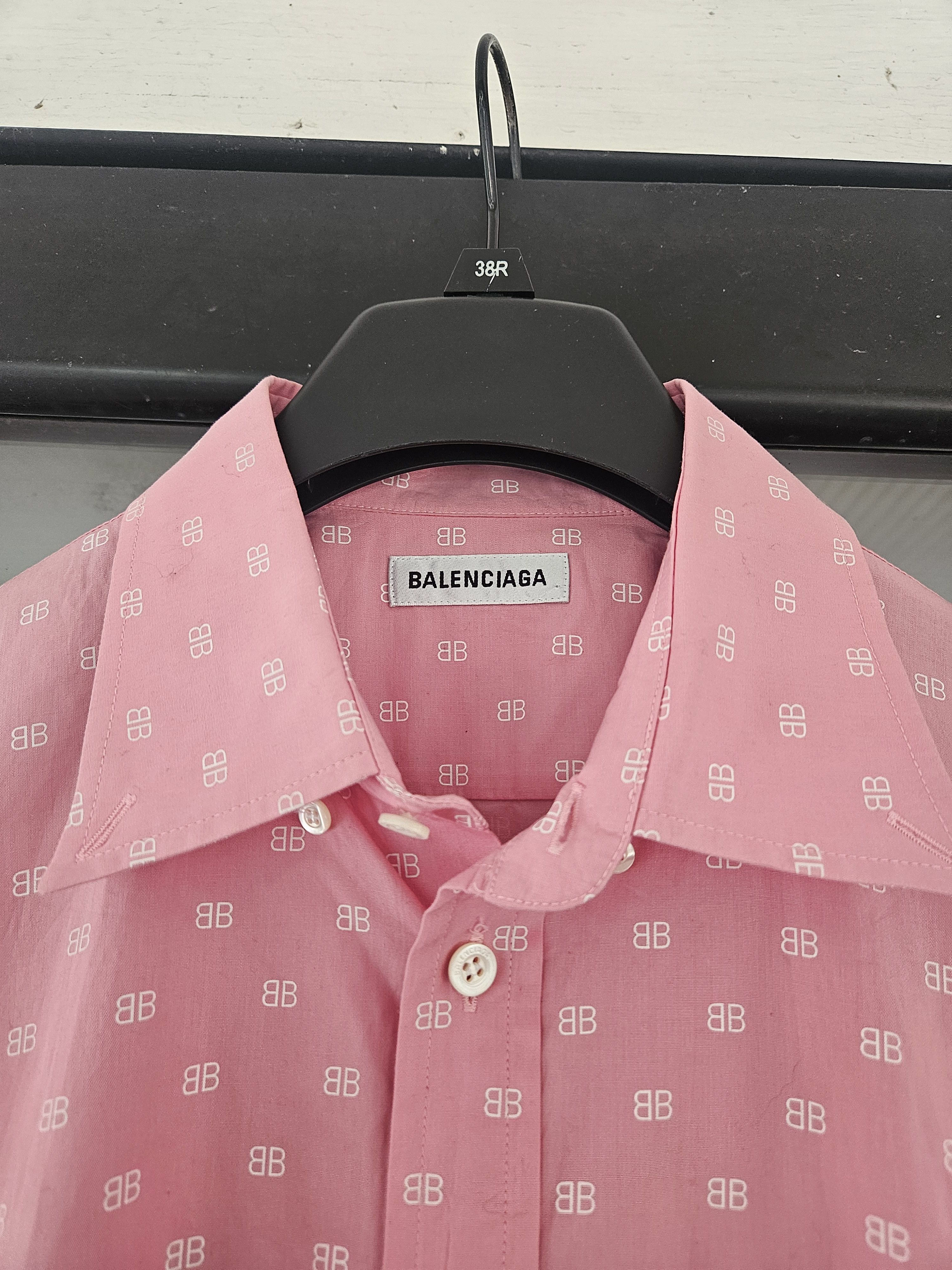 Balenciaga Balenciaga BB Monogram Pink Oversized Button Up Shirt Size US XS / EU 42 / 0 - 2 Thumbnail