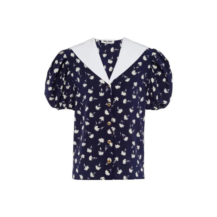 Miu Miu Miu Miu Floral Print Short Sleeve Shirt 0079 Size L / US 10 / IT 46 - 1 Thumbnail