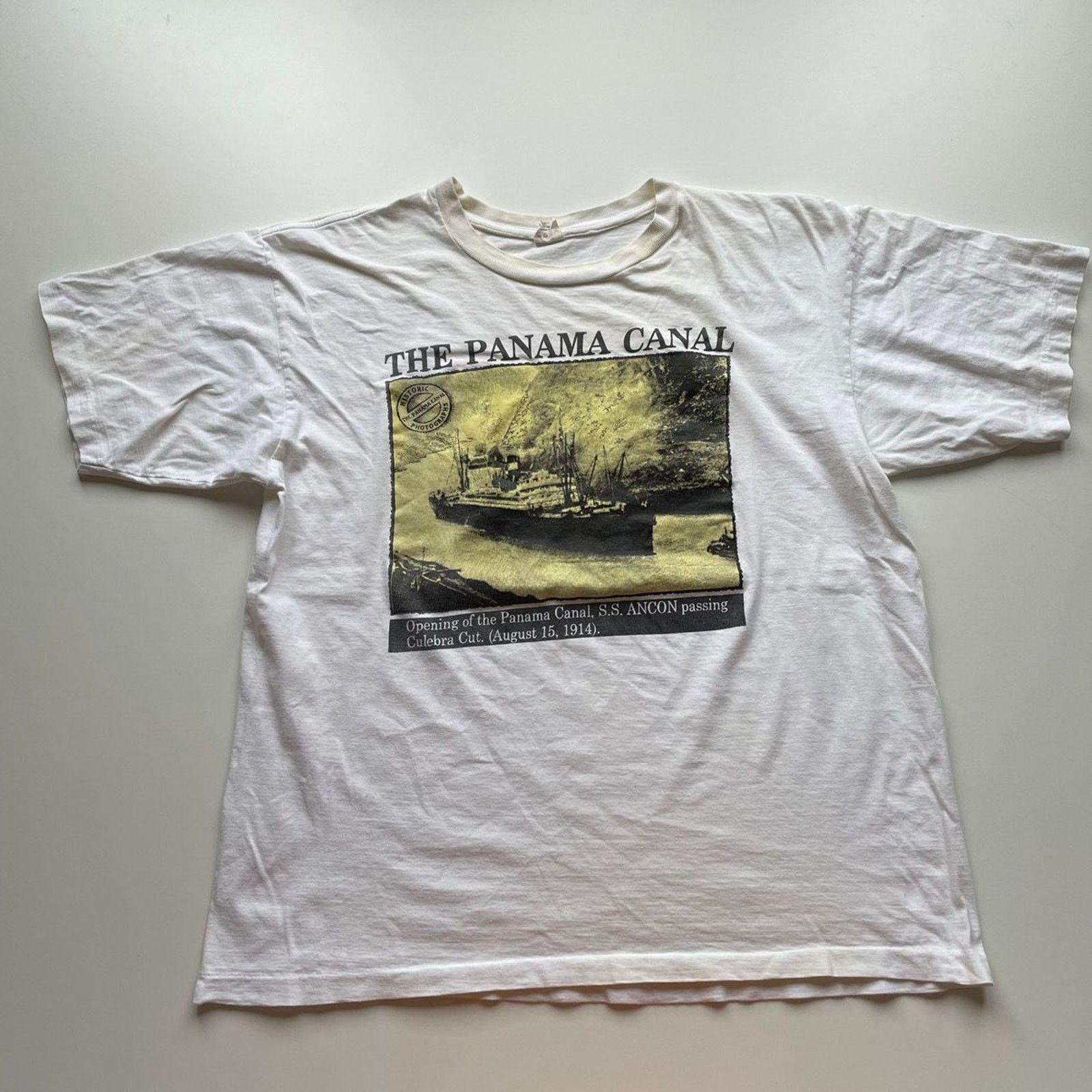 Vintage Vintage 90s Panama Canal Art History Graphic T Shirt XL Rare Size US XL / EU 56 / 4 - 1 Thumbnail