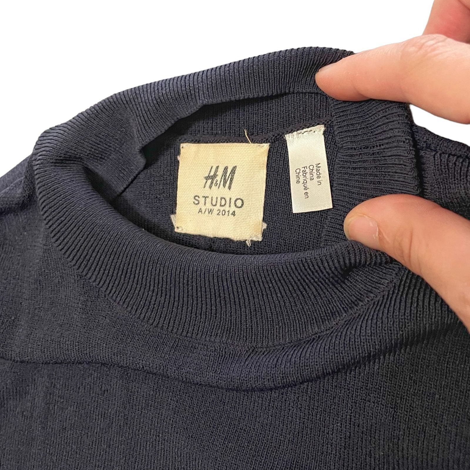 H&M H&M Studio Structured Fine Knit Top Long Sleeve Blue Size 2 Size XS / US 0-2 / IT 36-38 - 4 Thumbnail
