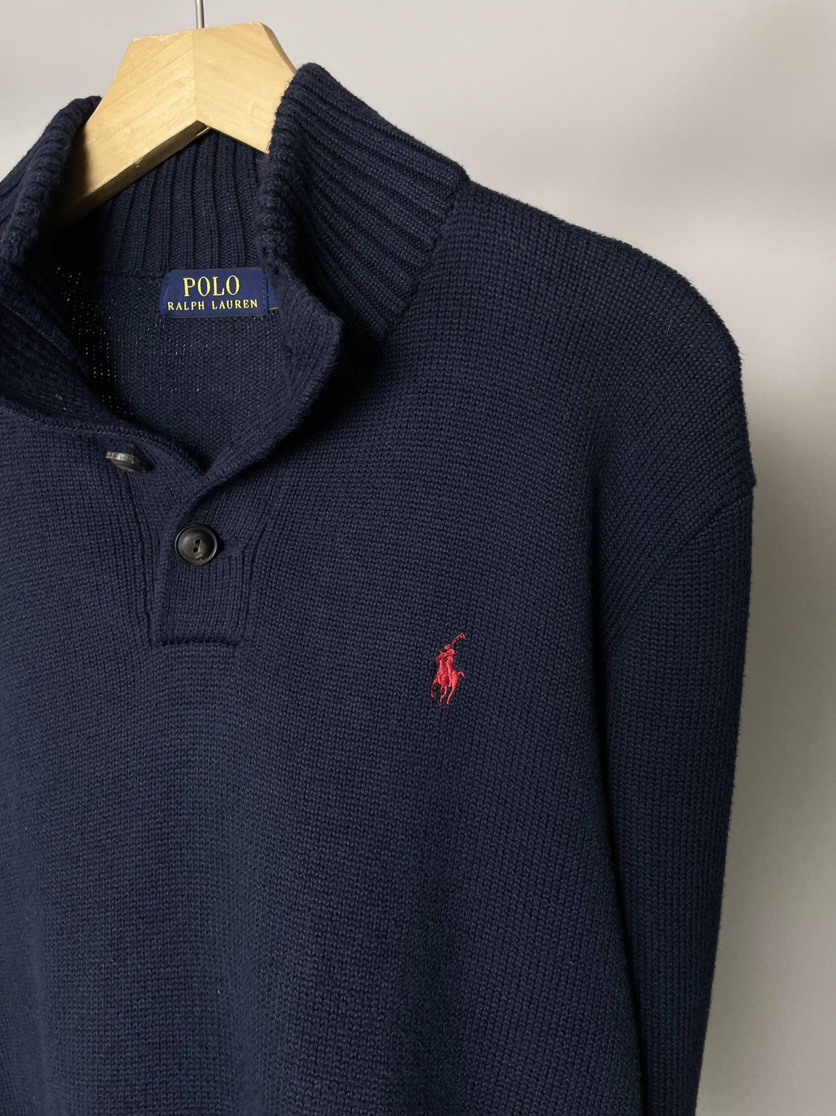Polo Ralph Lauren Polo by Ralph Lauren High Collar Button up Blue Sweater Knit Size US M / EU 48-50 / 2 - 6 Thumbnail