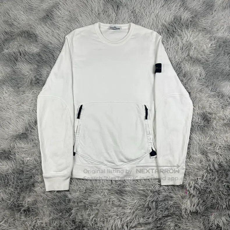 Stone Island Stone Island White L Basic Sweatshirt Double Pockets Size US L / EU 52-54 / 3 - 1 Thumbnail