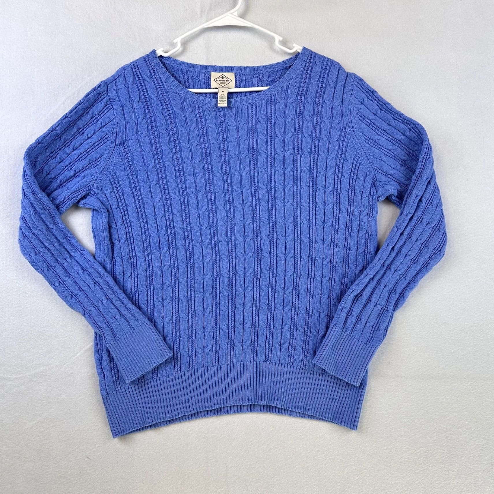Vintage St. Johns Bay Sweater Womens XL Blue Cable Knit Pullover Crewneck Classic Style Size XL / US 12-14 / IT 48-50 - 6 Thumbnail