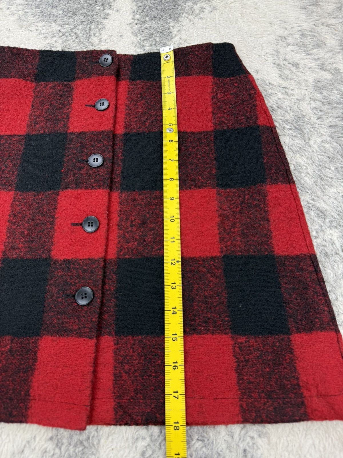 agnes b. Red Tartan Wool Full Front Button Skirt Size 28" / US 6 / IT 42 - 12 Thumbnail